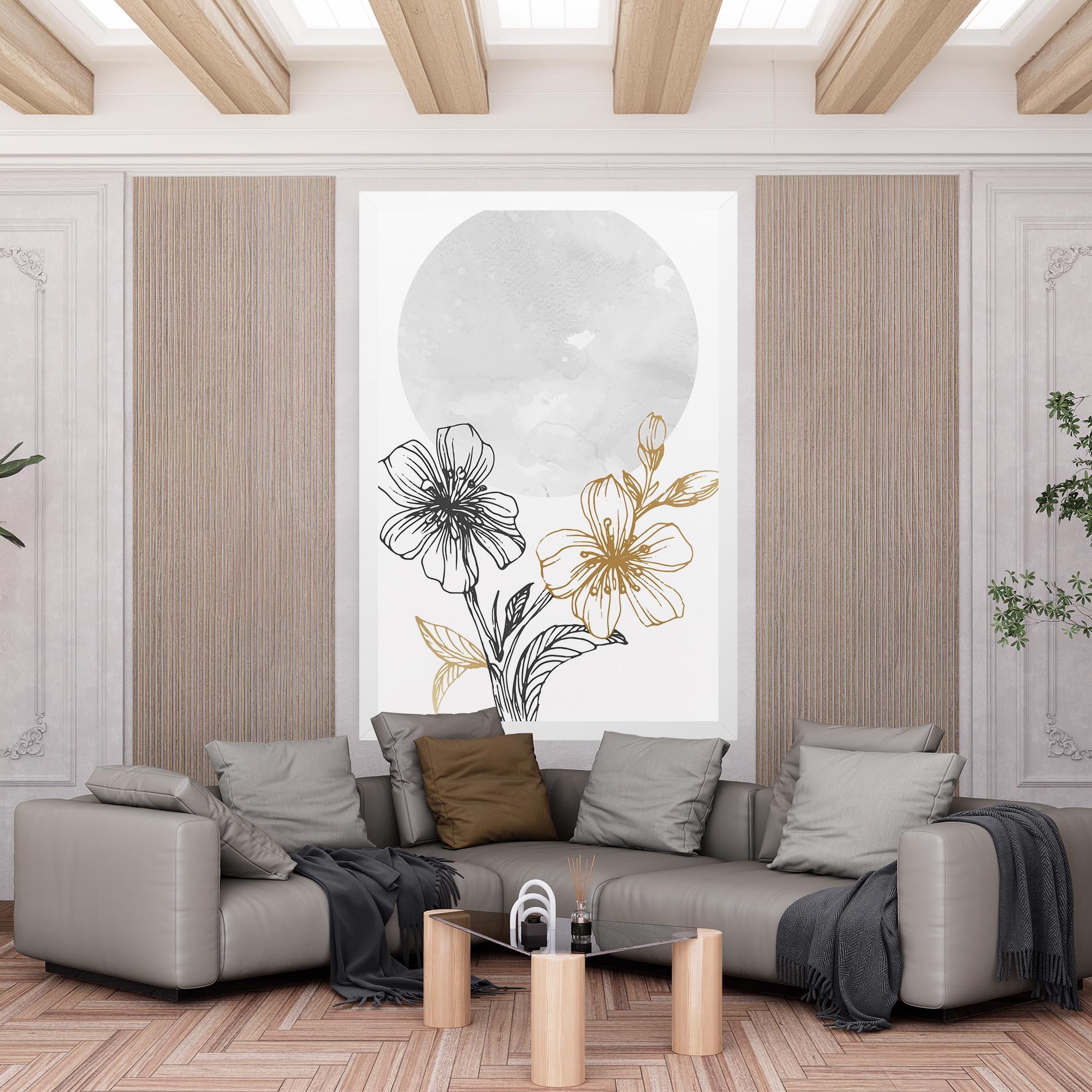 Tablou Canvas Grey Moon Flowers mockup 6