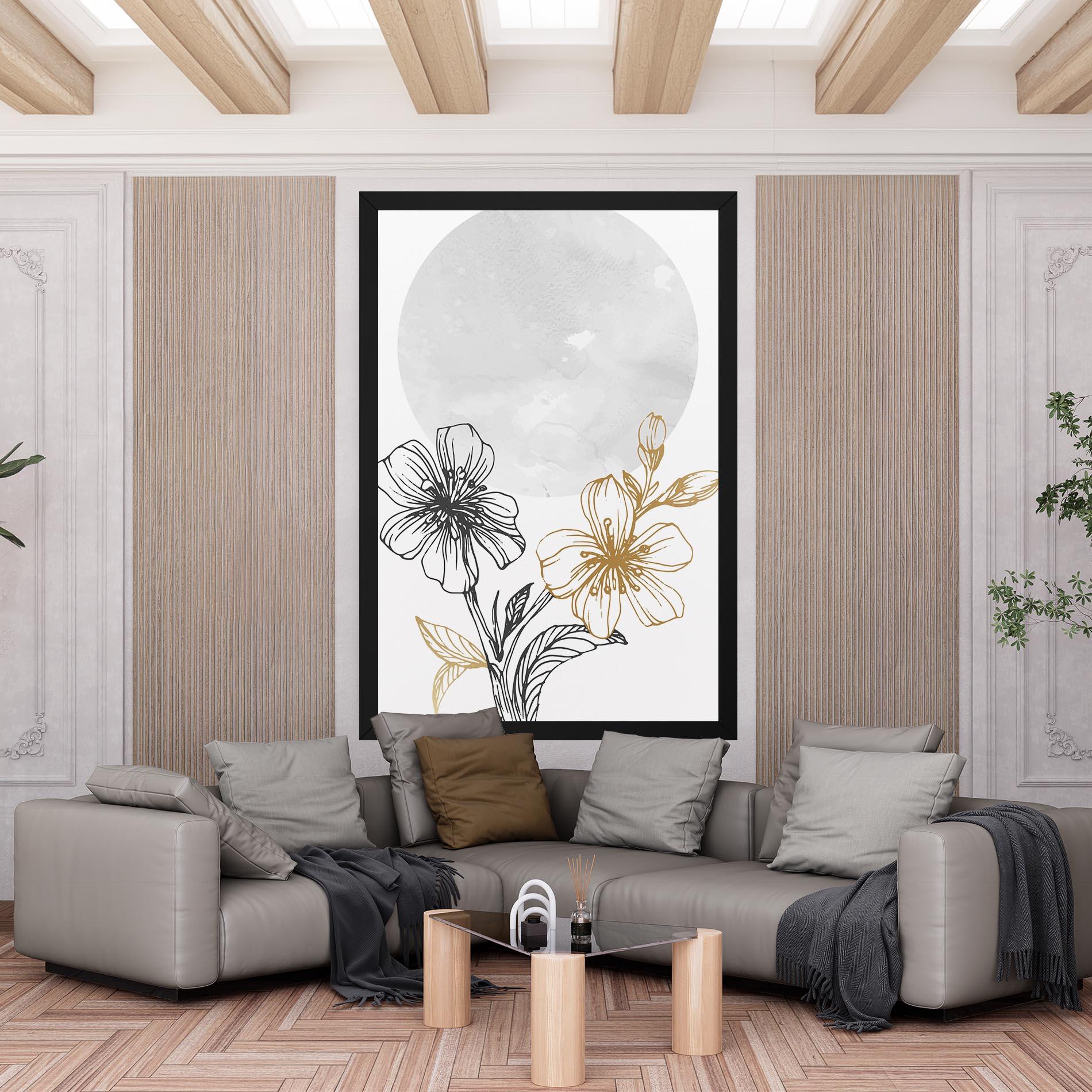 Tablou Canvas Grey Moon Flowers mockup 6