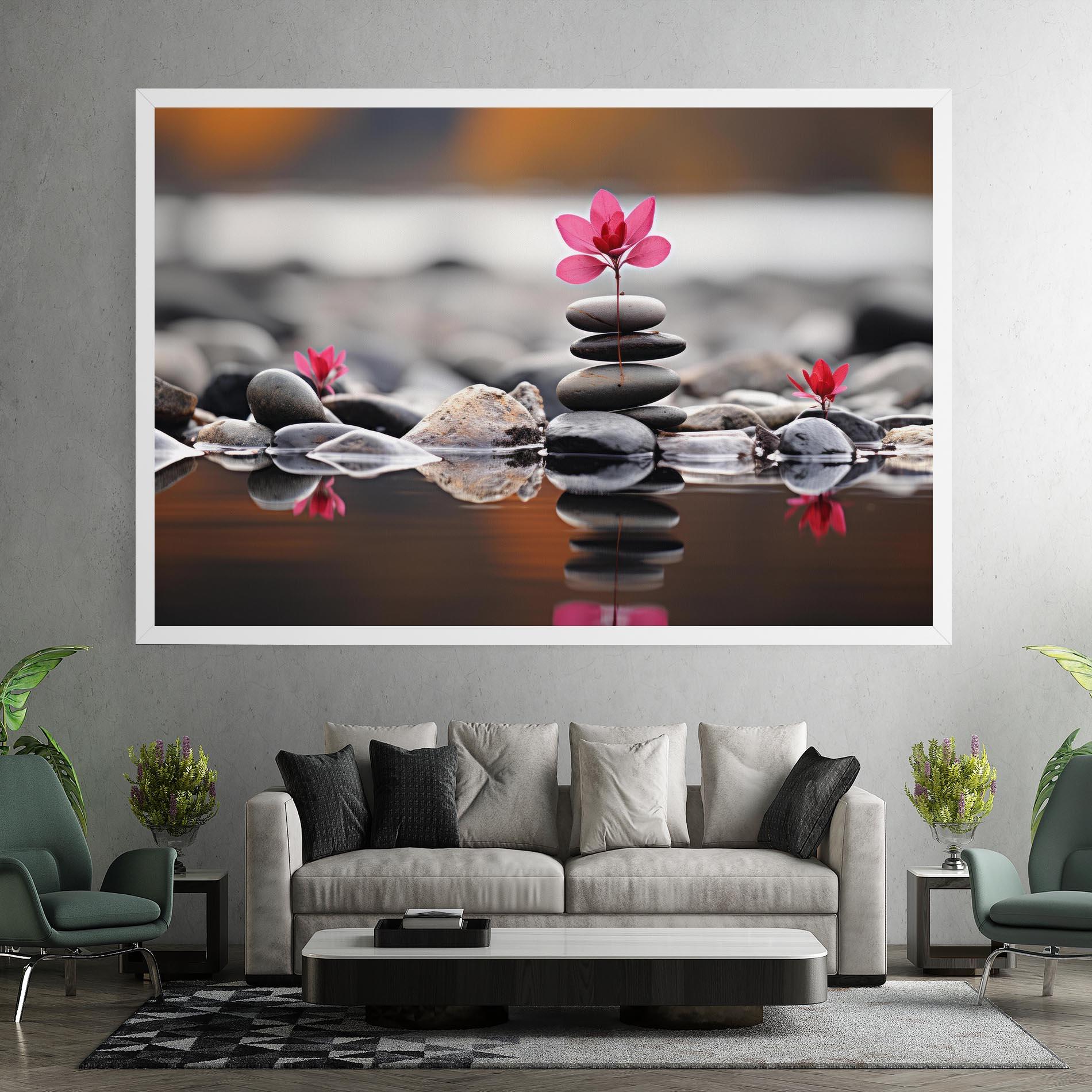 Tablou Canvas Grey Rocks Flower mockup 7