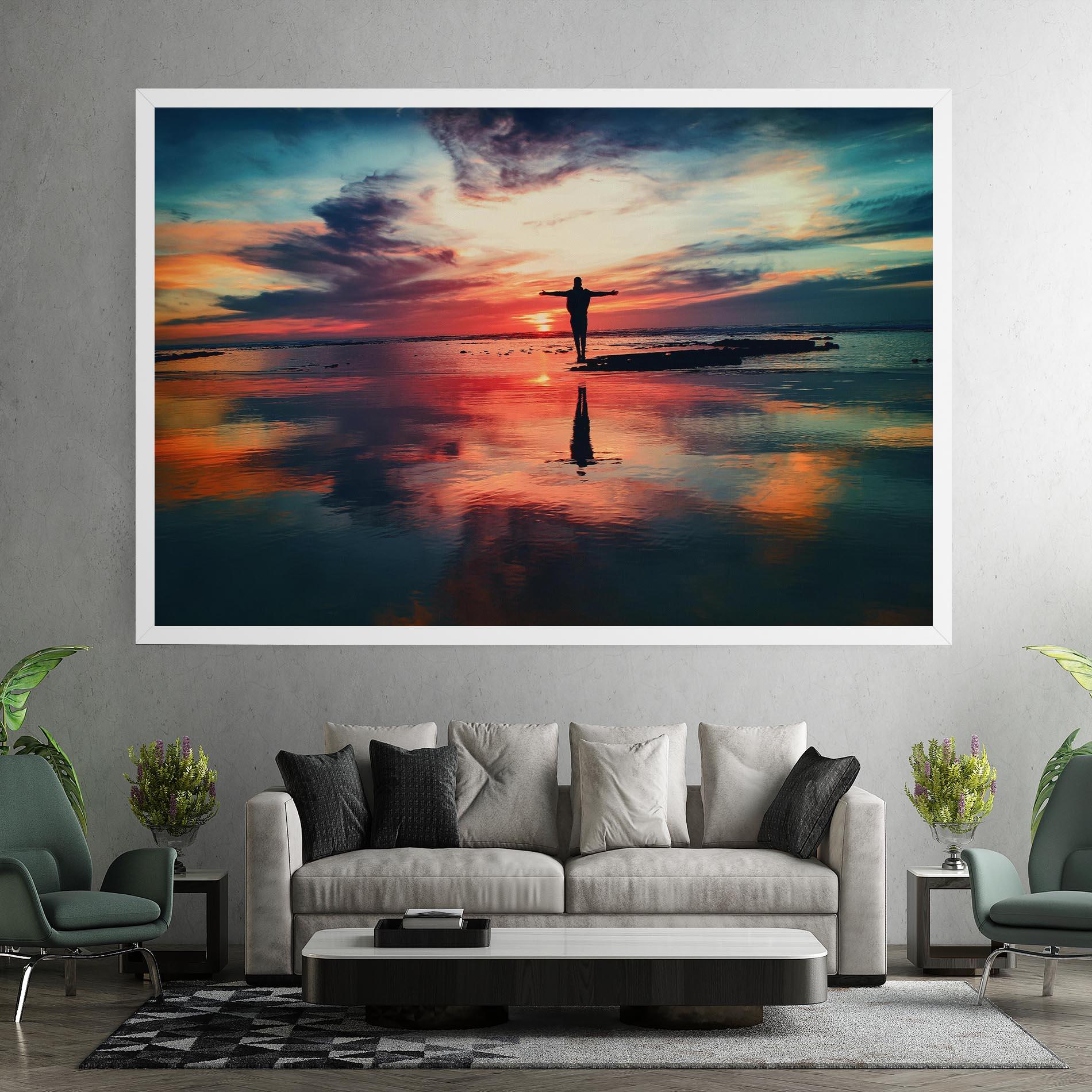 Tablou Canvas Pink Purple Sky Man mockup 7