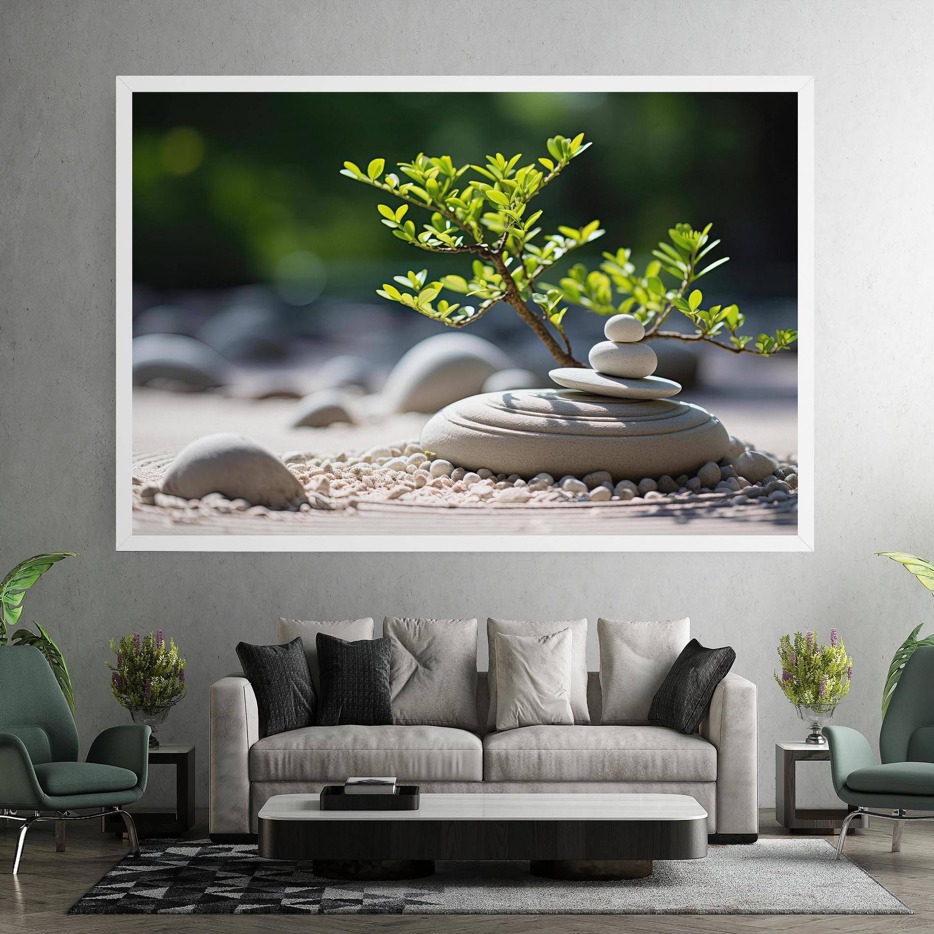 Tablou Canvas White Pebbles Plants mockup 7