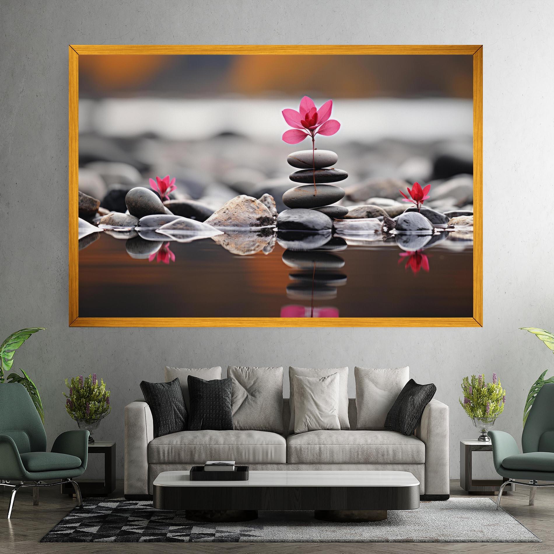 Tablou Canvas Grey Rocks Flower mockup 7