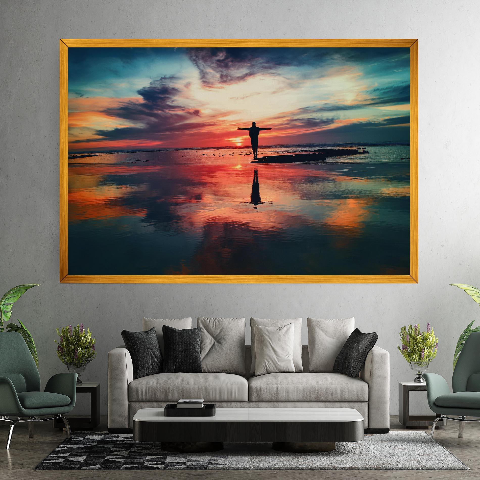 Tablou Canvas Pink Purple Sky Man mockup 7