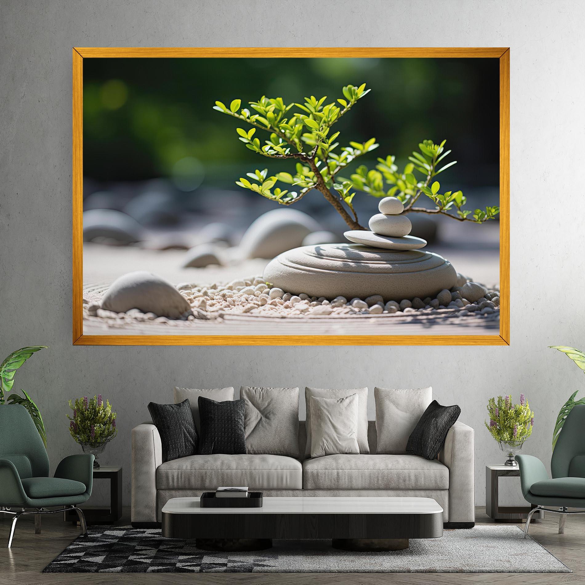 Tablou Canvas White Pebbles Plants mockup 7