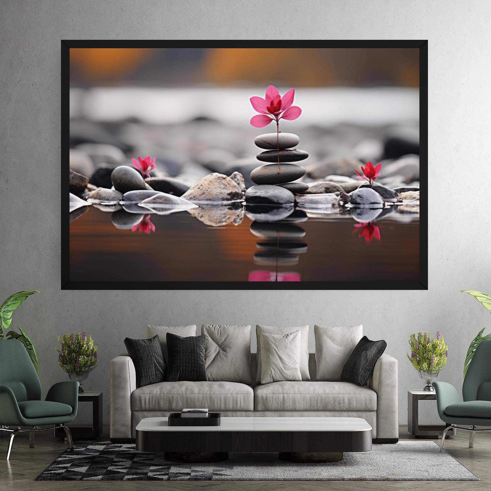 Tablou Canvas Grey Rocks Flower mockup 7