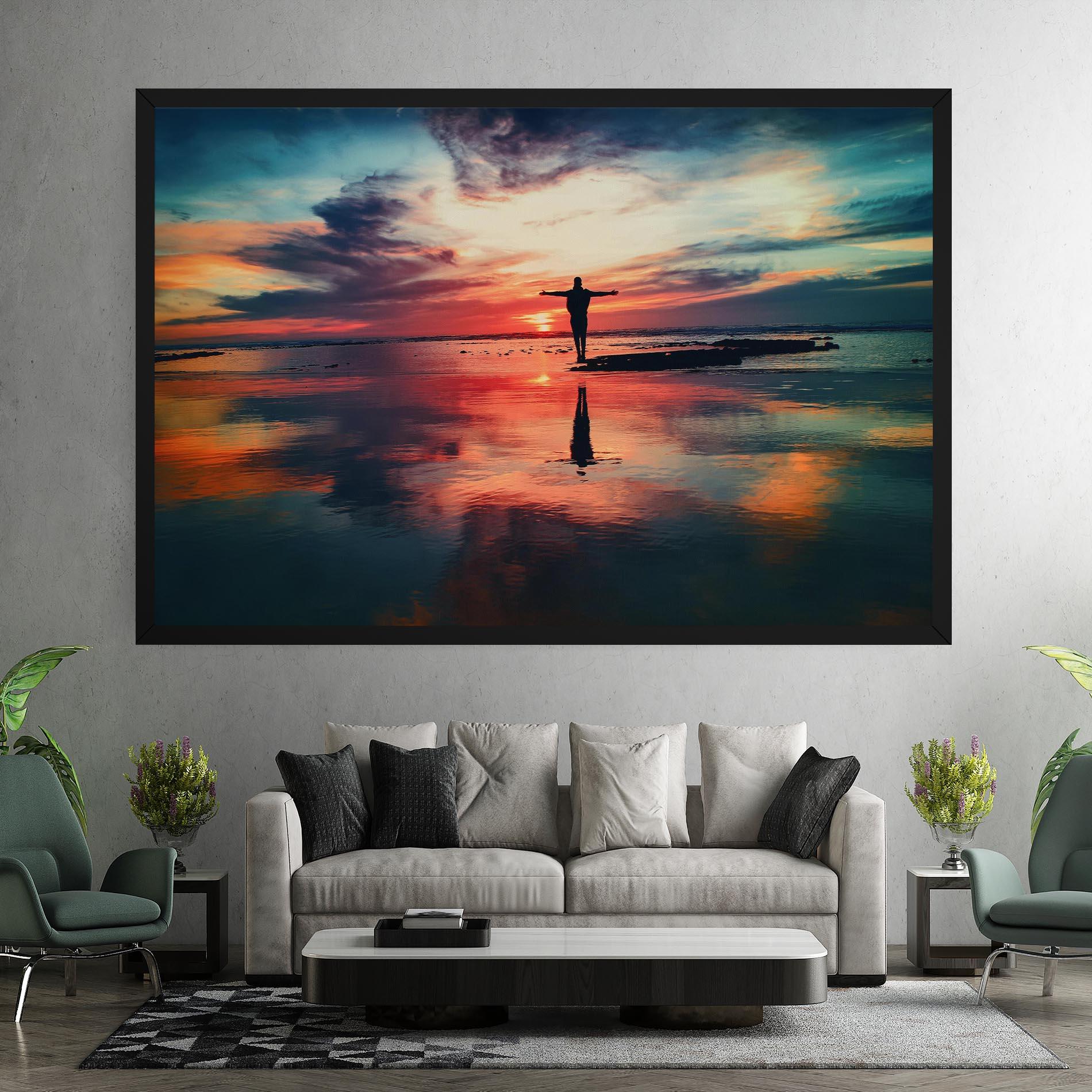 Tablou Canvas Pink Purple Sky Man mockup 7