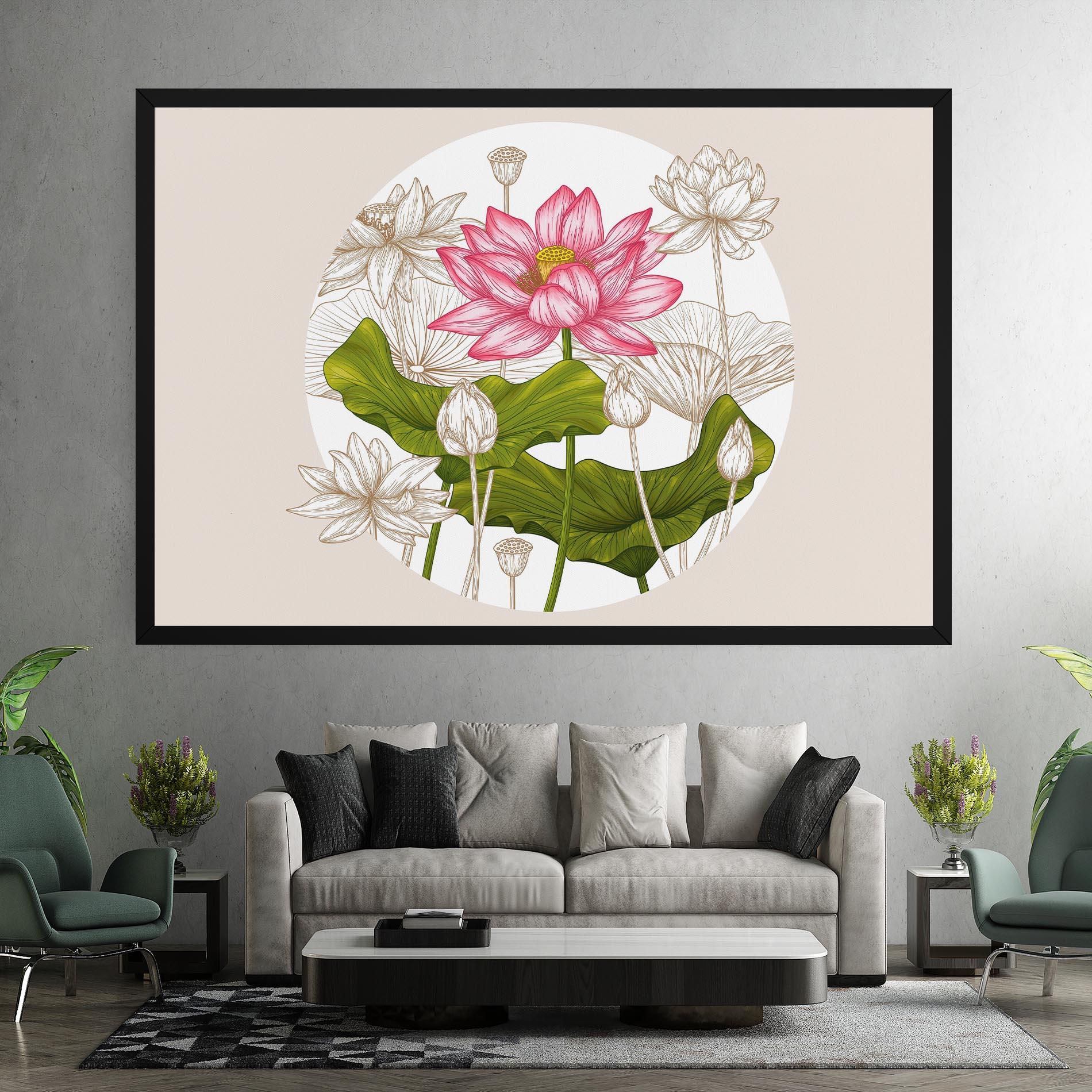 Tablou Canvas Pretty Lotus Art mockup 7