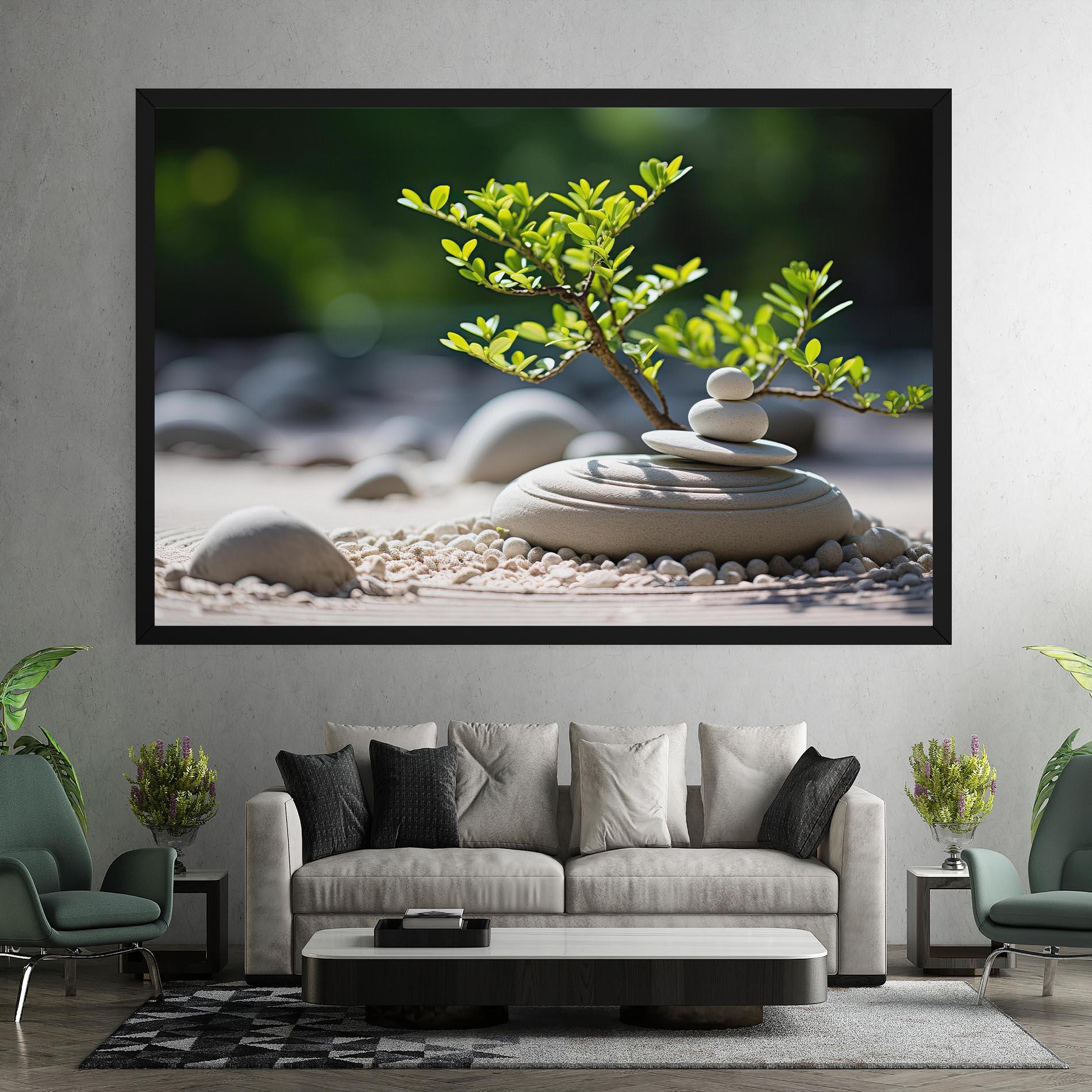 Tablou Canvas White Pebbles Plants mockup 7