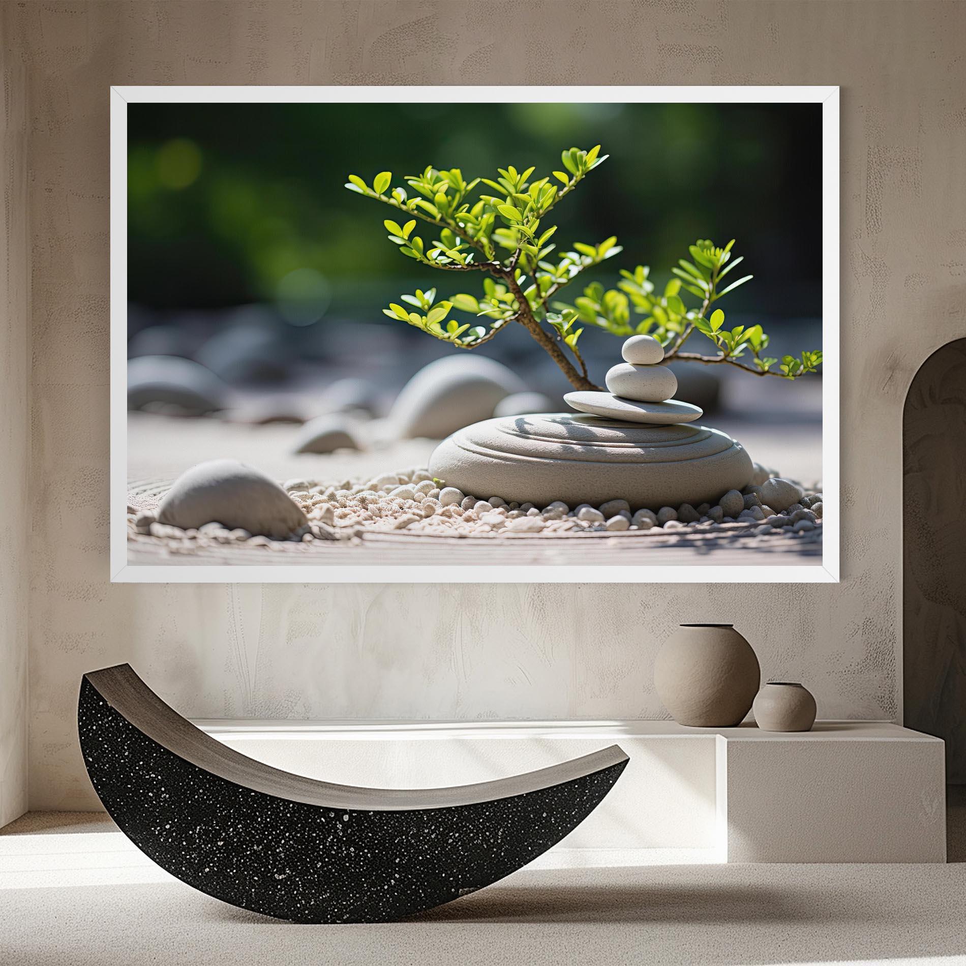 Tablou Canvas White Pebbles Plants mockup 8