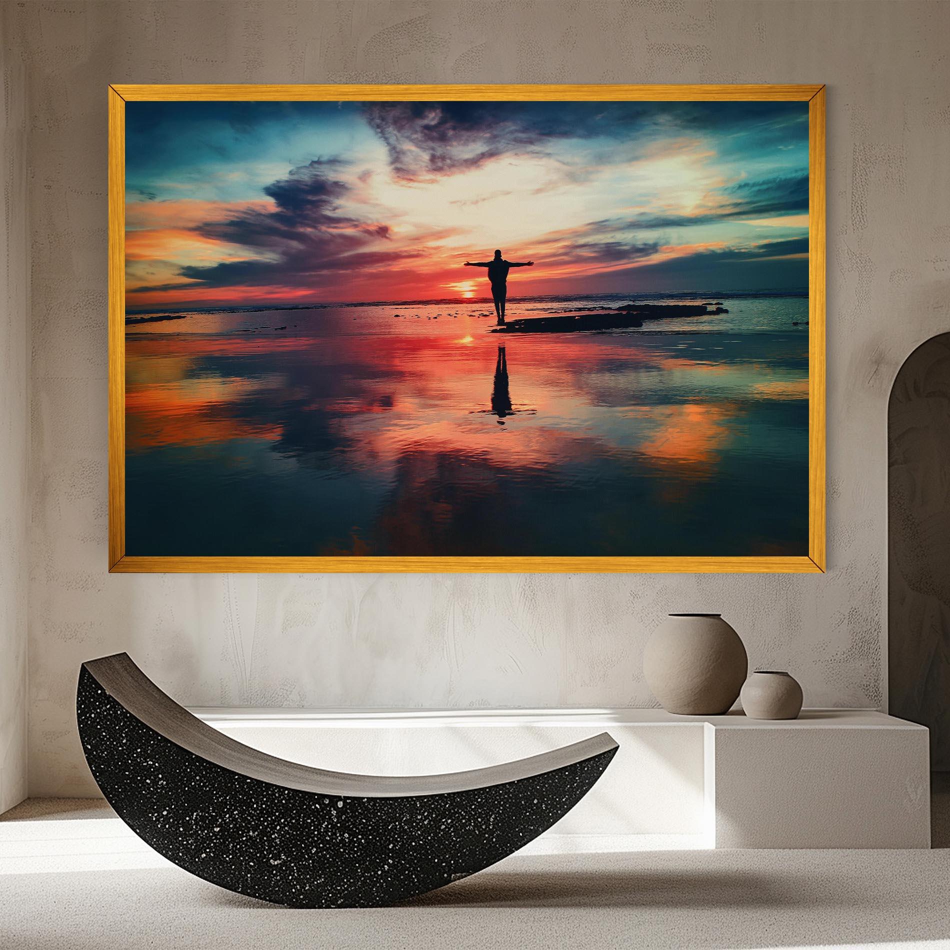 Tablou Canvas Pink Purple Sky Man mockup 8