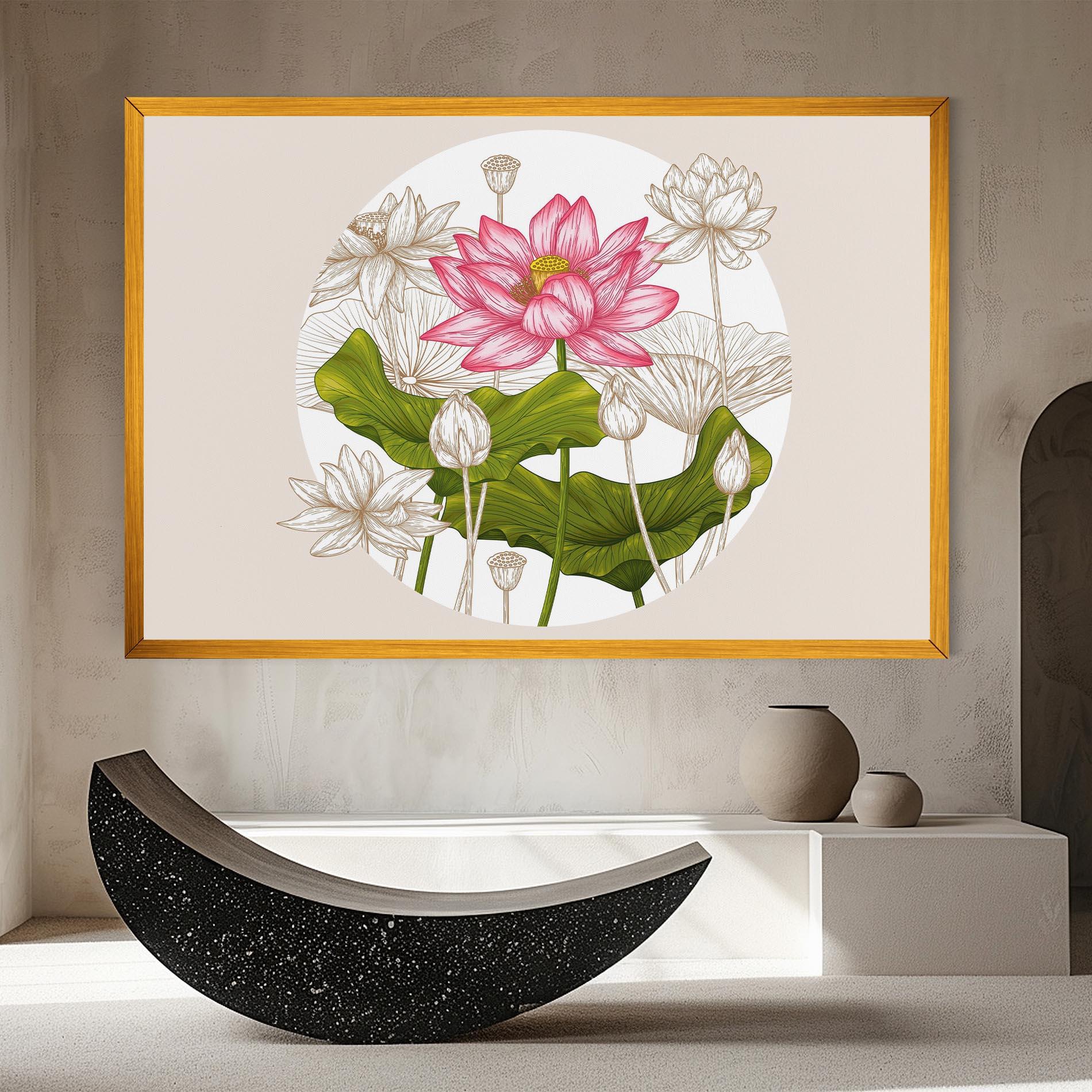 Tablou Canvas Pretty Lotus Art mockup 8
