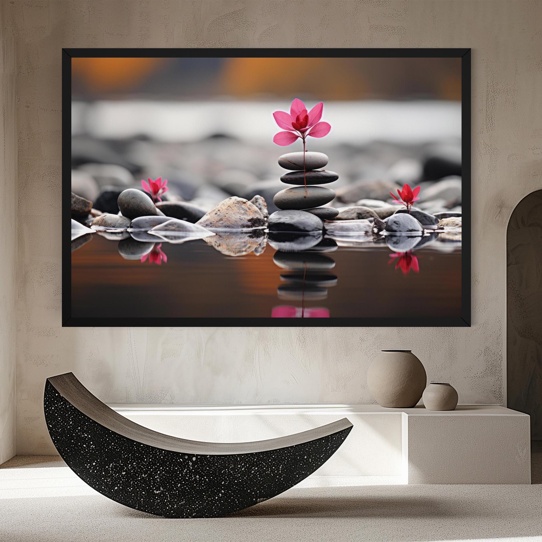 Tablou Canvas Grey Rocks Flower mockup 8