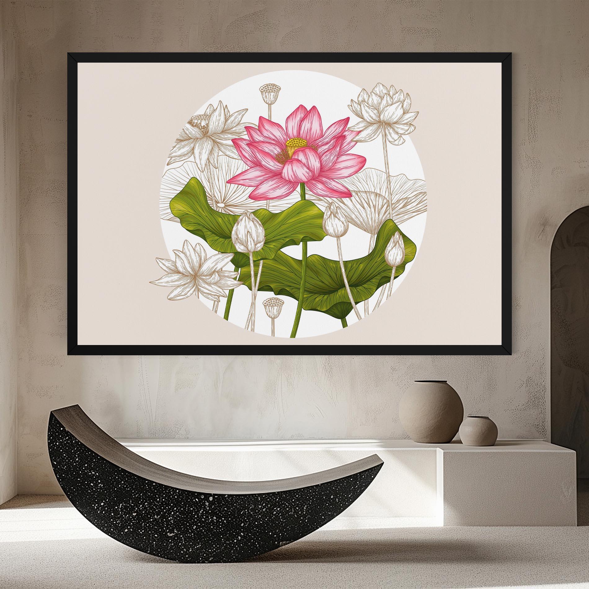 Tablou Canvas Pretty Lotus Art mockup 8