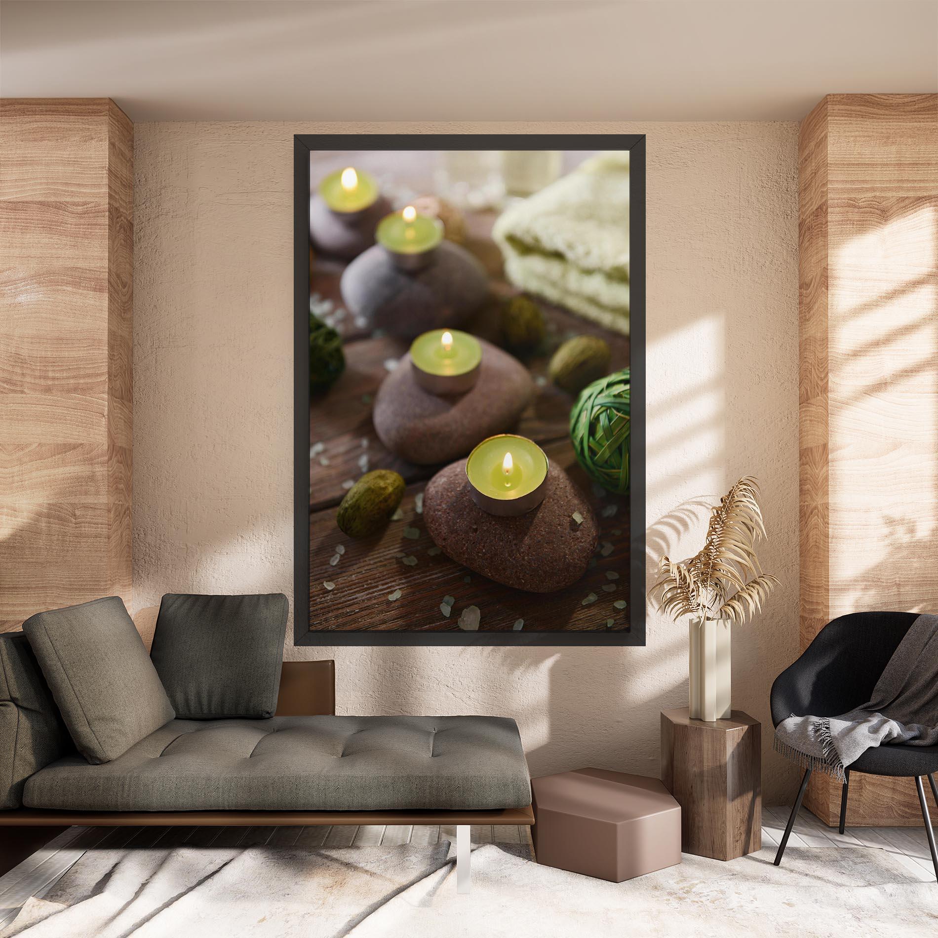 Tablou Canvas Green Candles Spa mockup 8