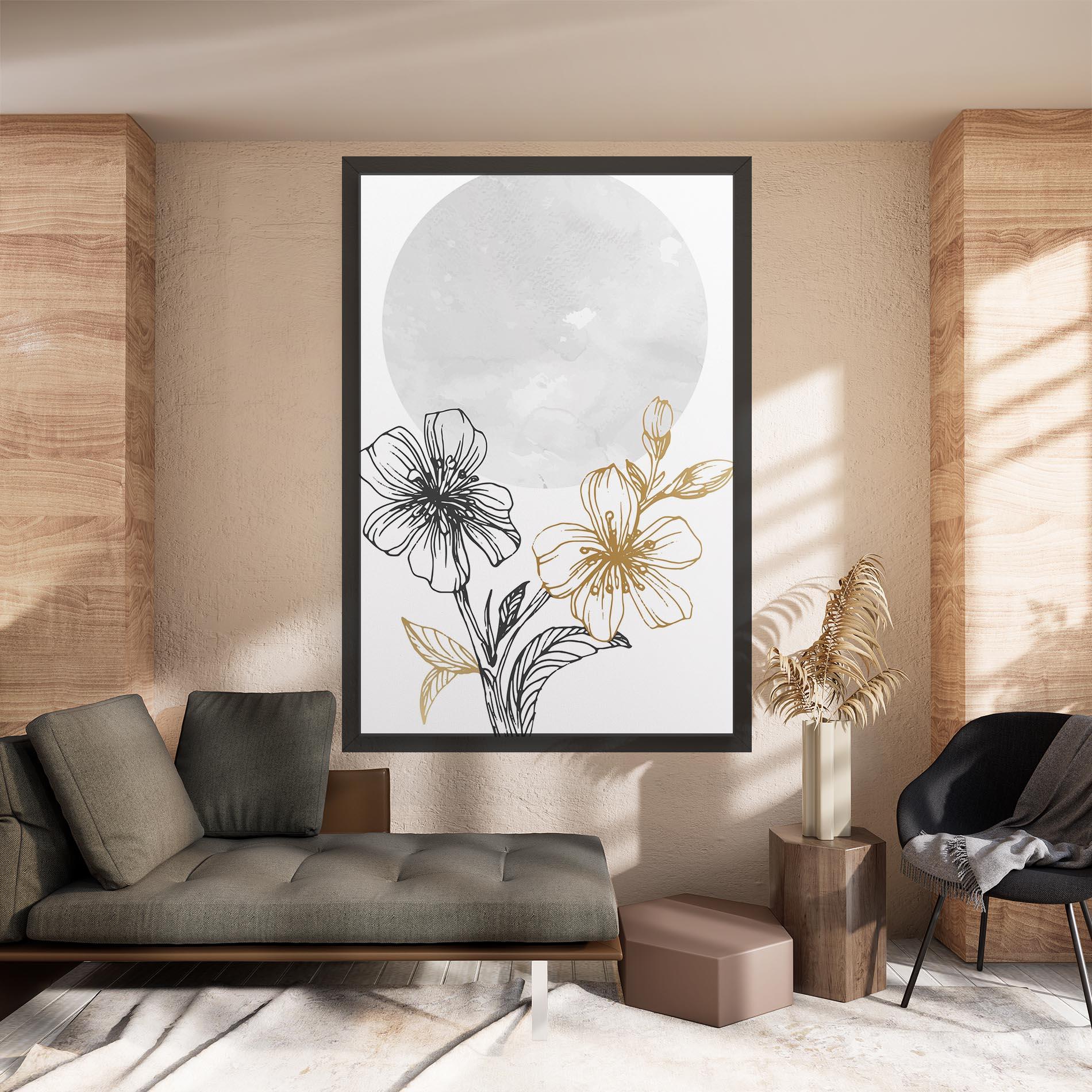Tablou Canvas Grey Moon Flowers mockup 8