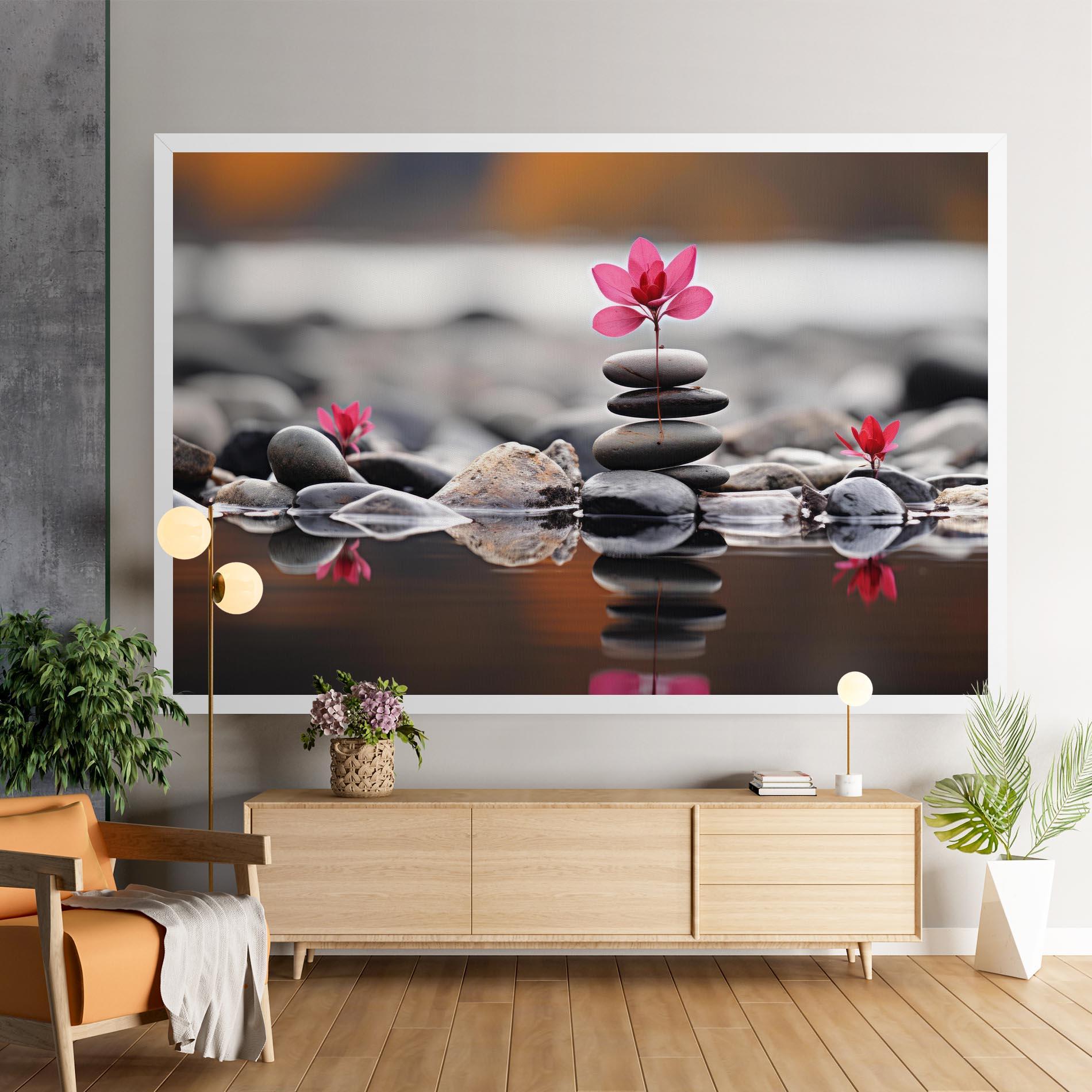 Tablou Canvas Grey Rocks Flower mockup 9