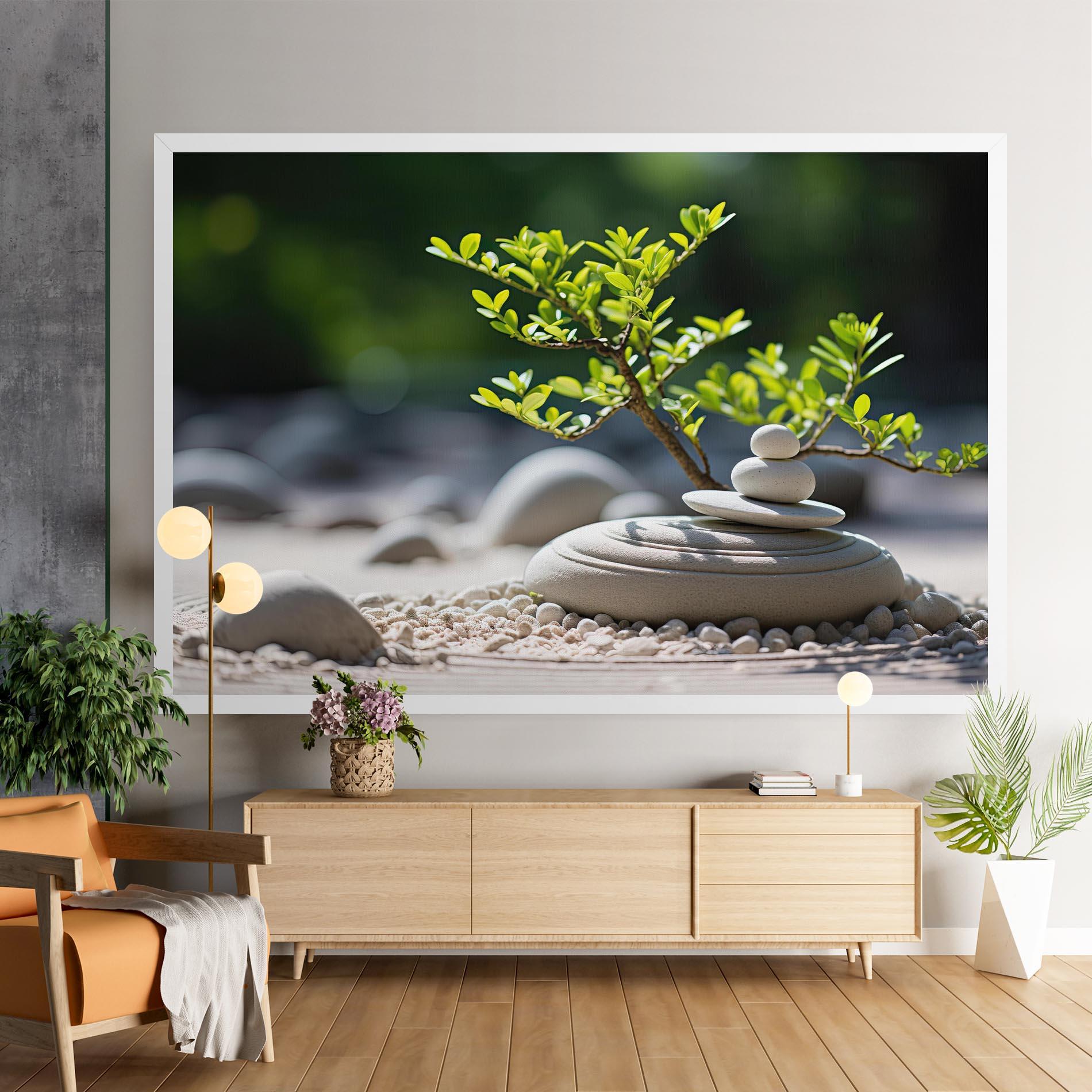 Tablou Canvas White Pebbles Plants mockup 9