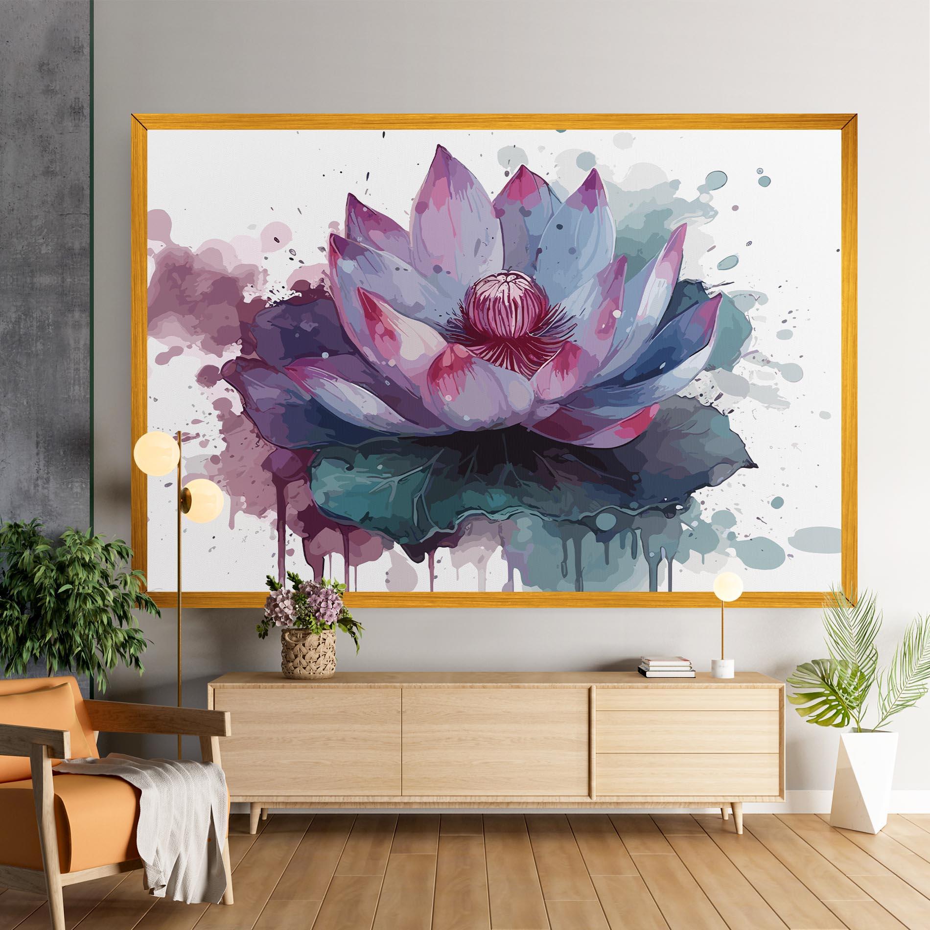 Tablou Canvas Green Purple Lotus mockup 9