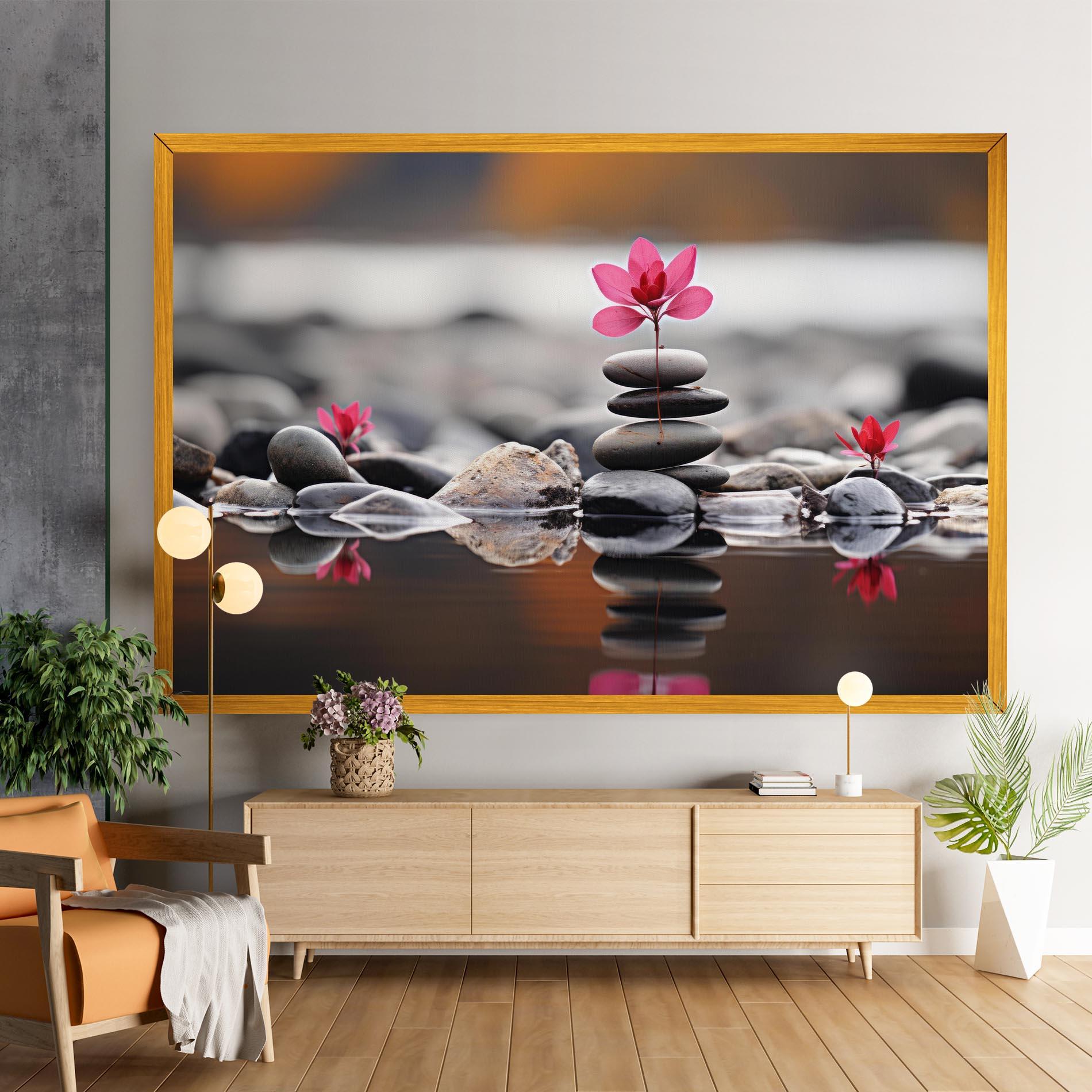 Tablou Canvas Grey Rocks Flower mockup 9