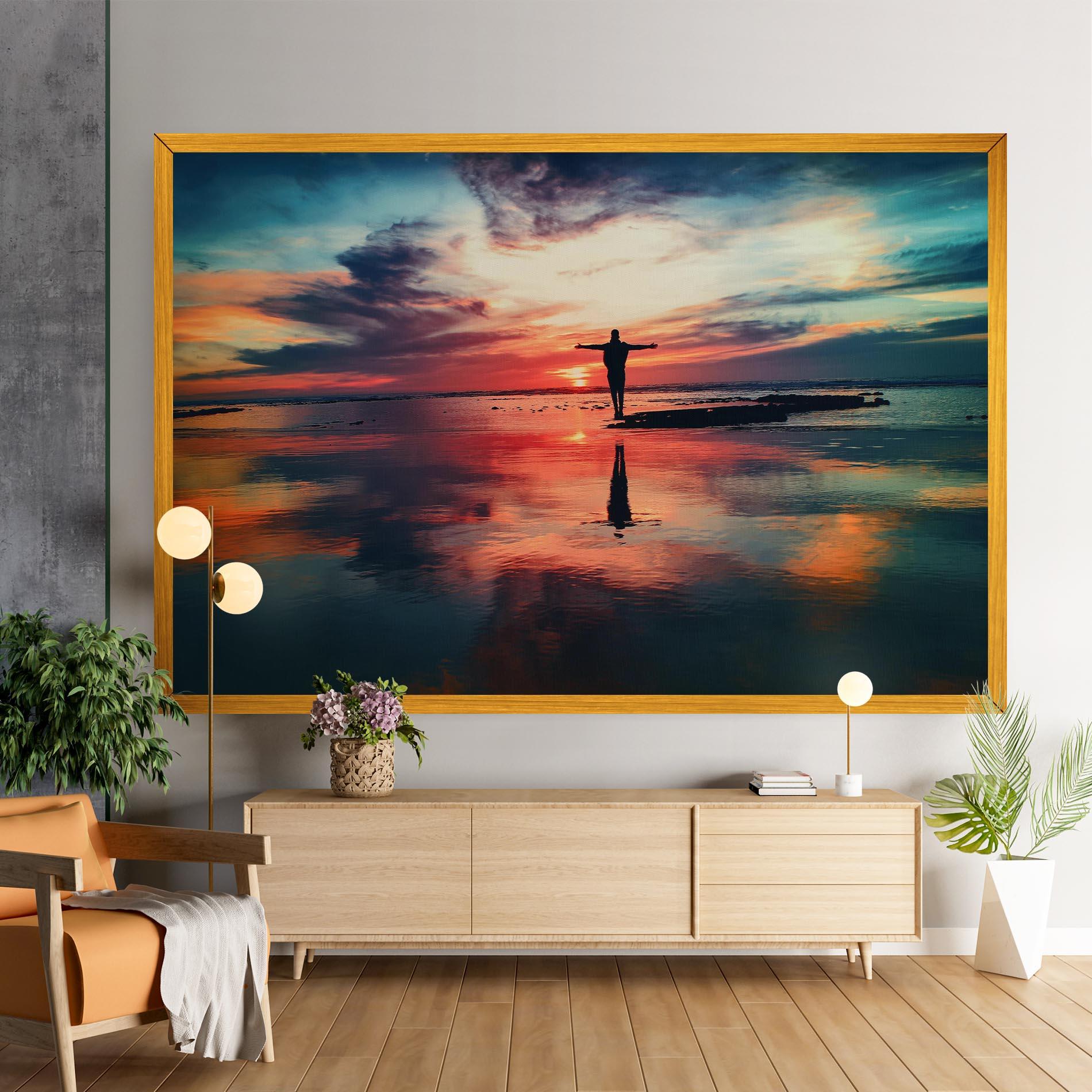 Tablou Canvas Pink Purple Sky Man mockup 9