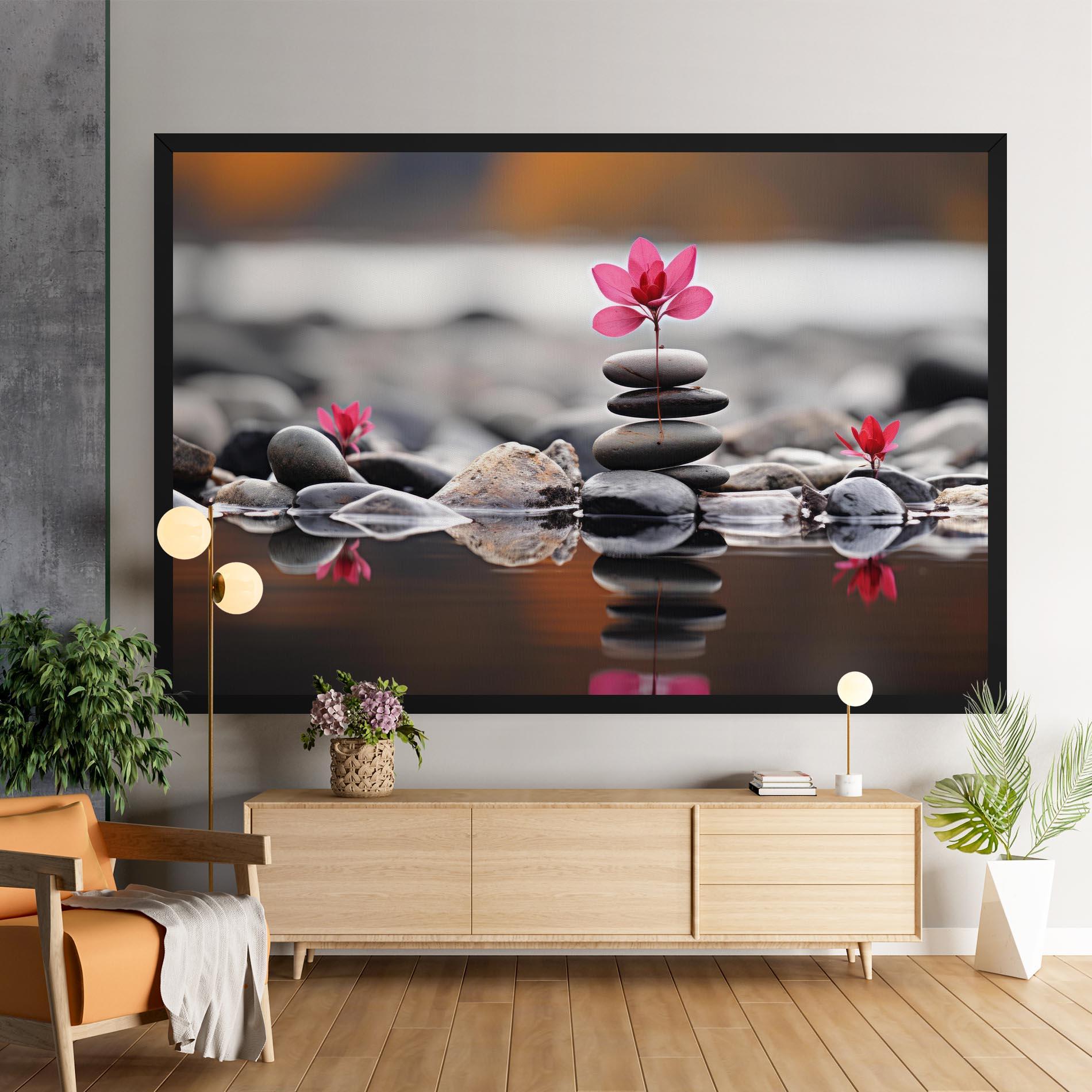 Tablou Canvas Grey Rocks Flower mockup 9