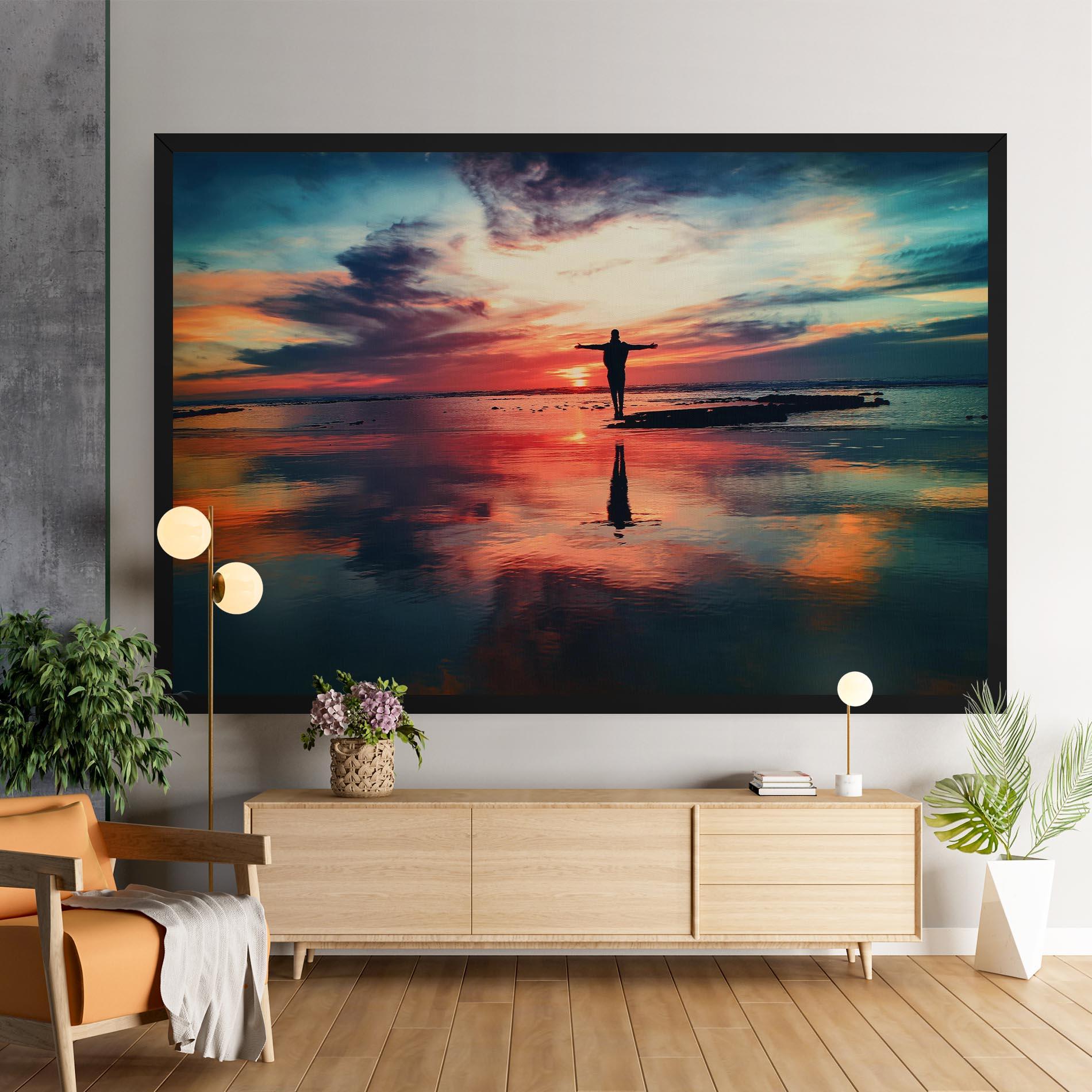 Tablou Canvas Pink Purple Sky Man mockup 9