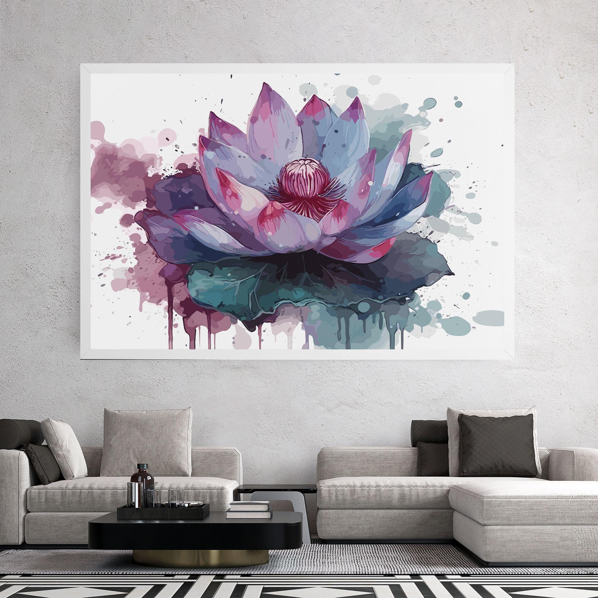 Tablou Canvas Green Purple Lotus mockup 2