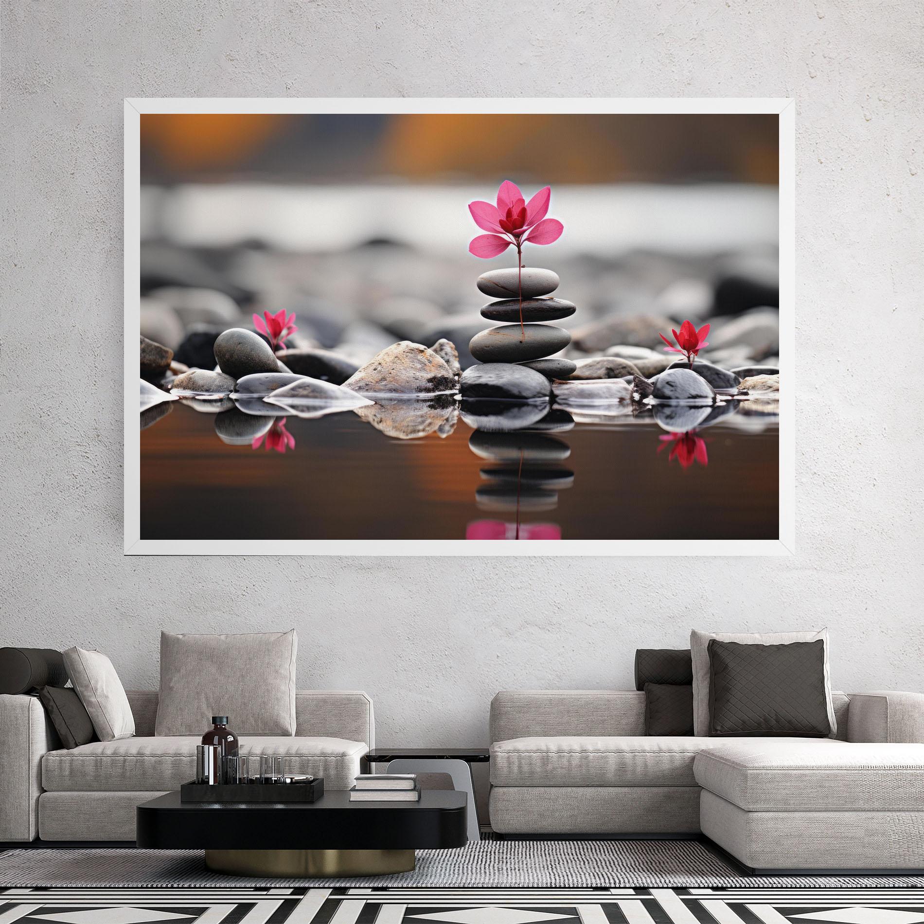 Tablou Canvas Grey Rocks Flower mockup 2