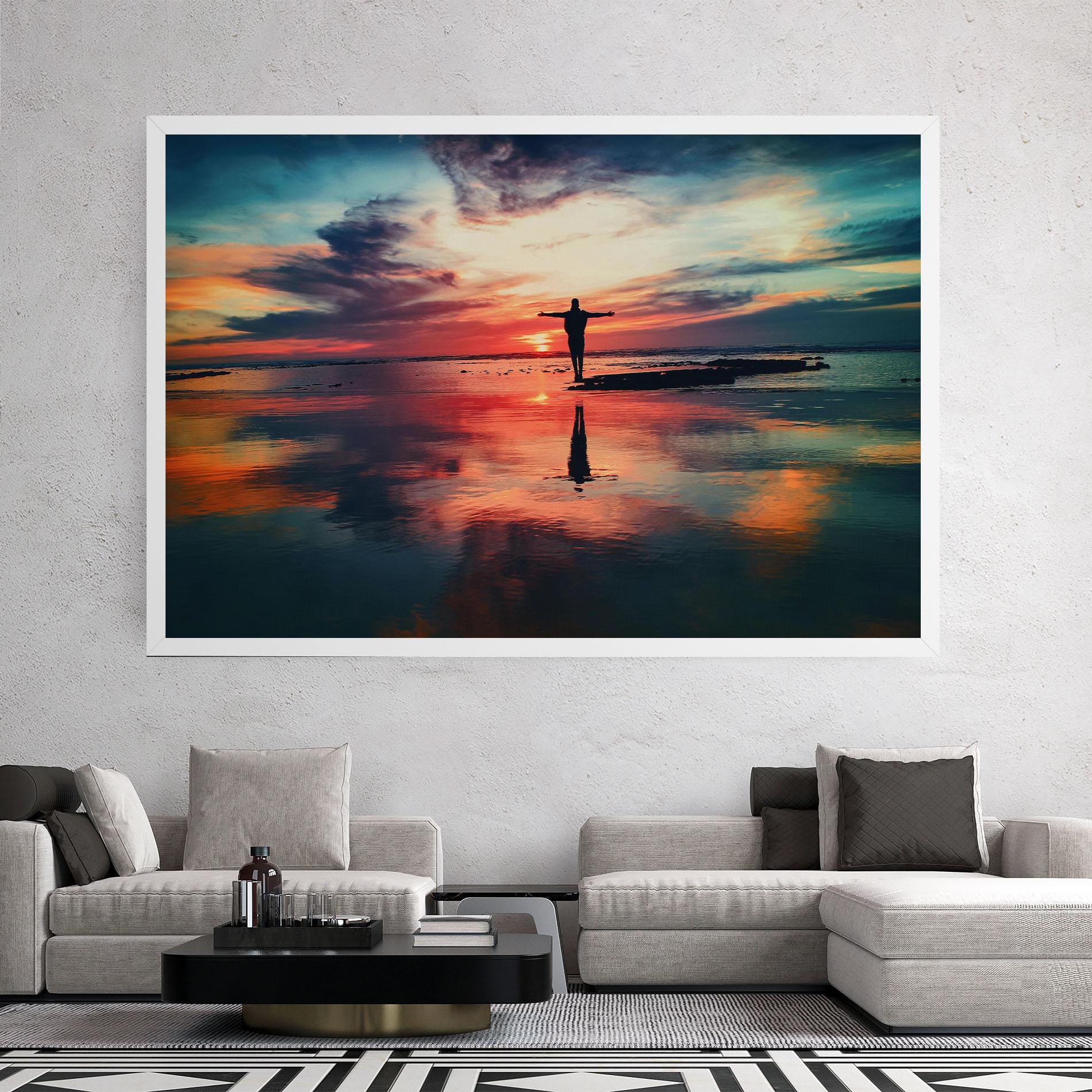 Tablou Canvas Pink Purple Sky Man mockup 2