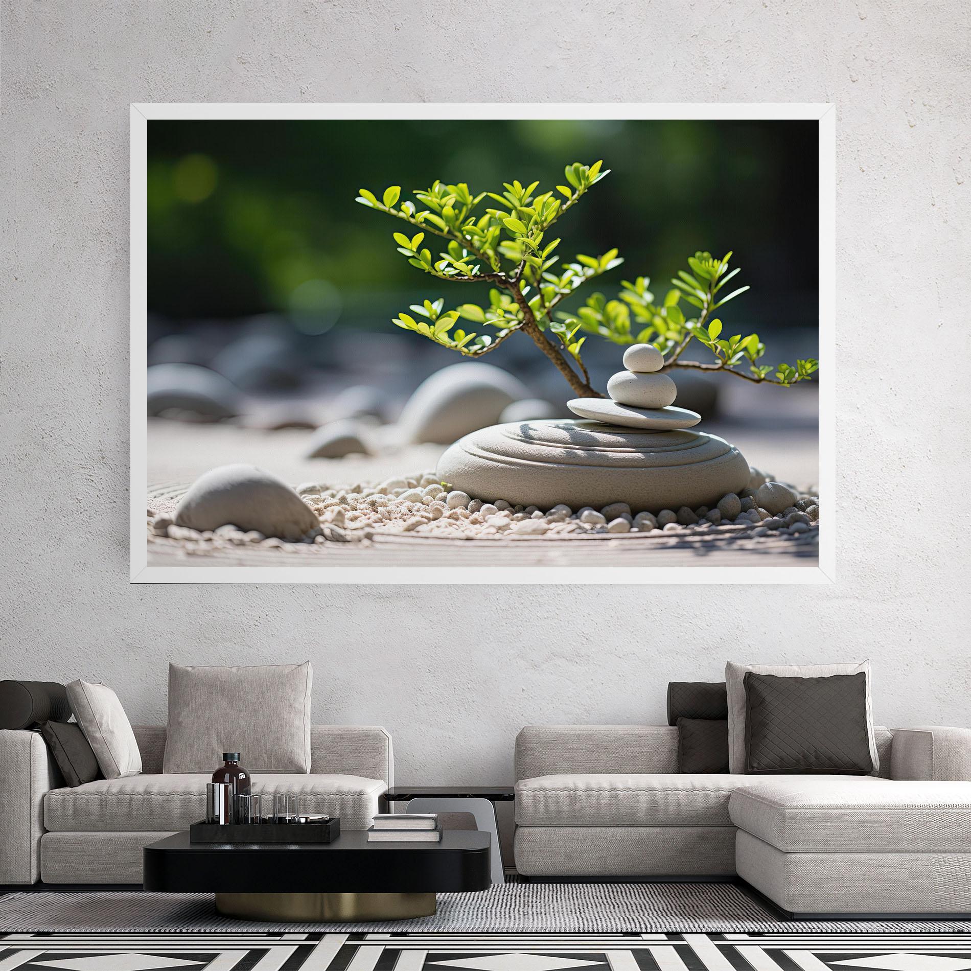 Tablou Canvas White Pebbles Plants mockup 2