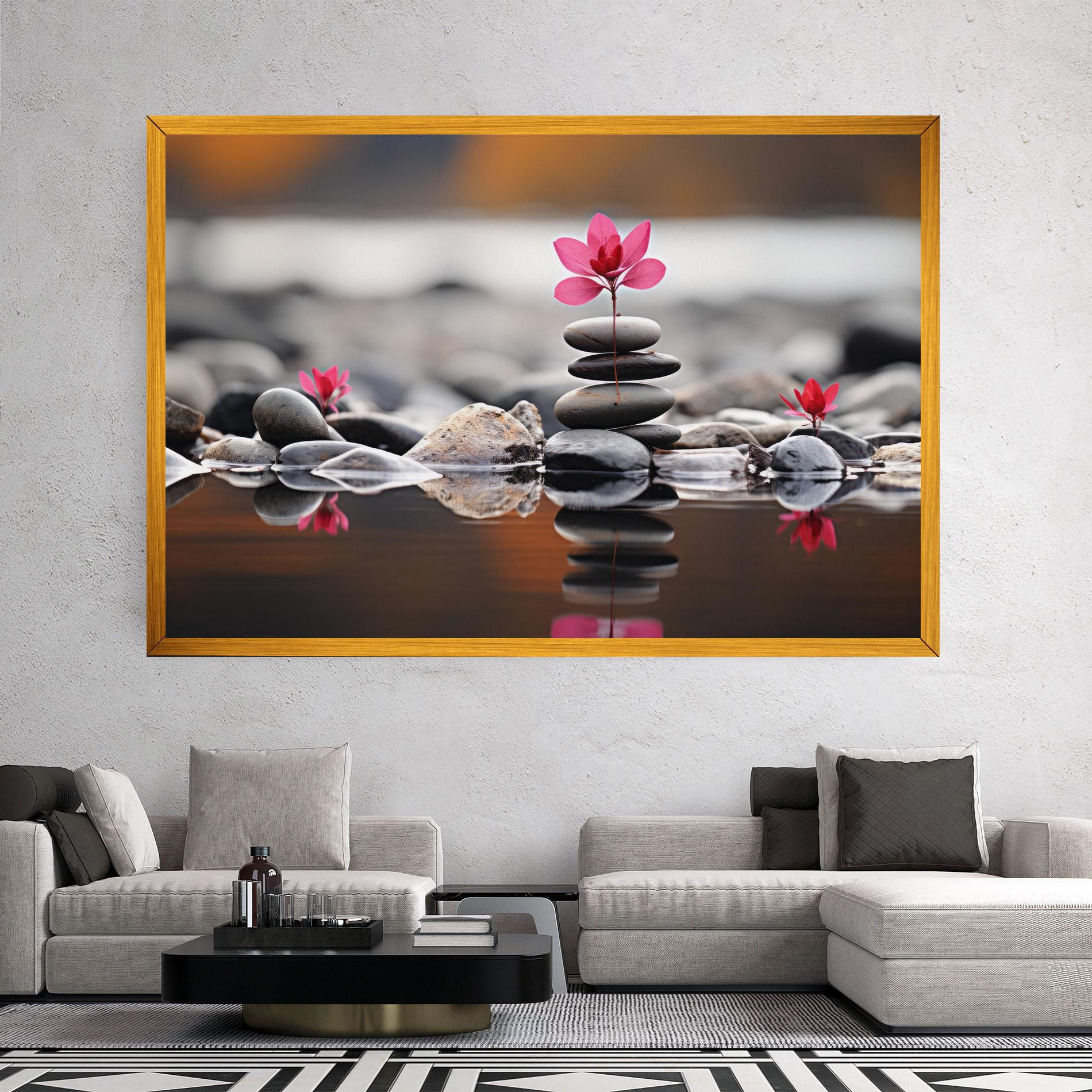 Tablou Canvas Grey Rocks Flower mockup 2