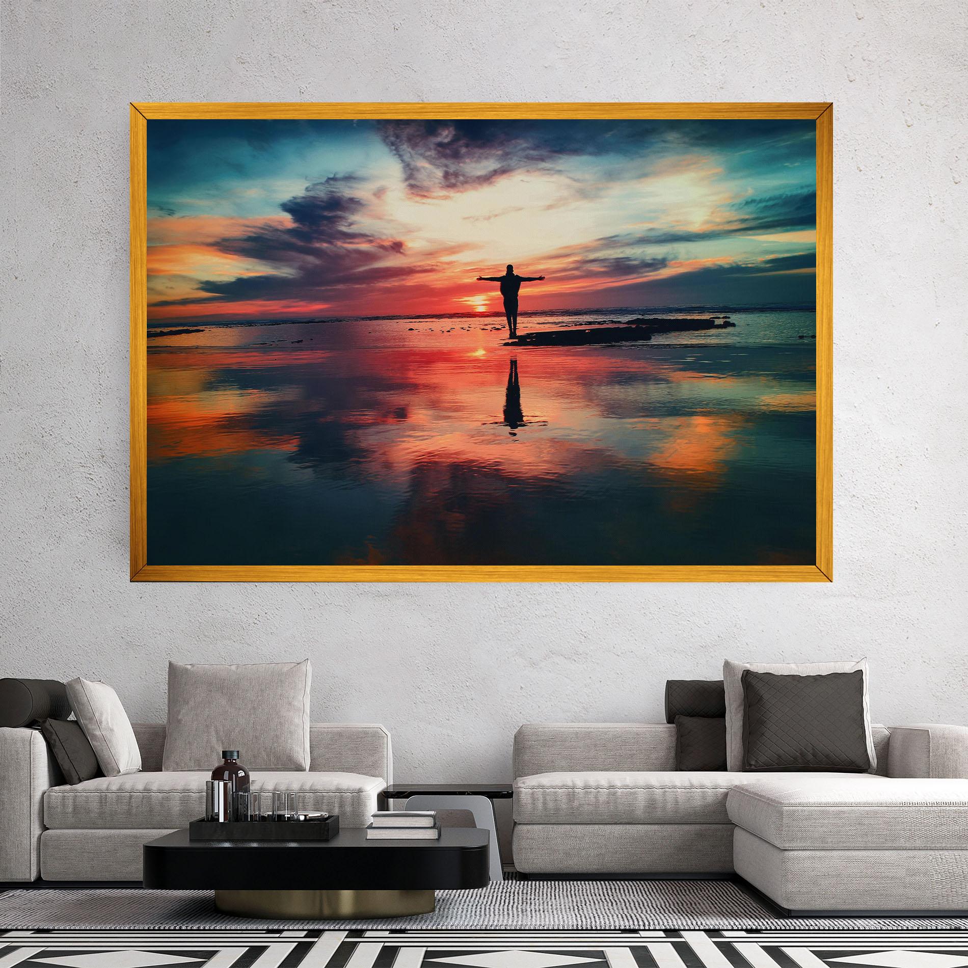 Tablou Canvas Pink Purple Sky Man mockup 2