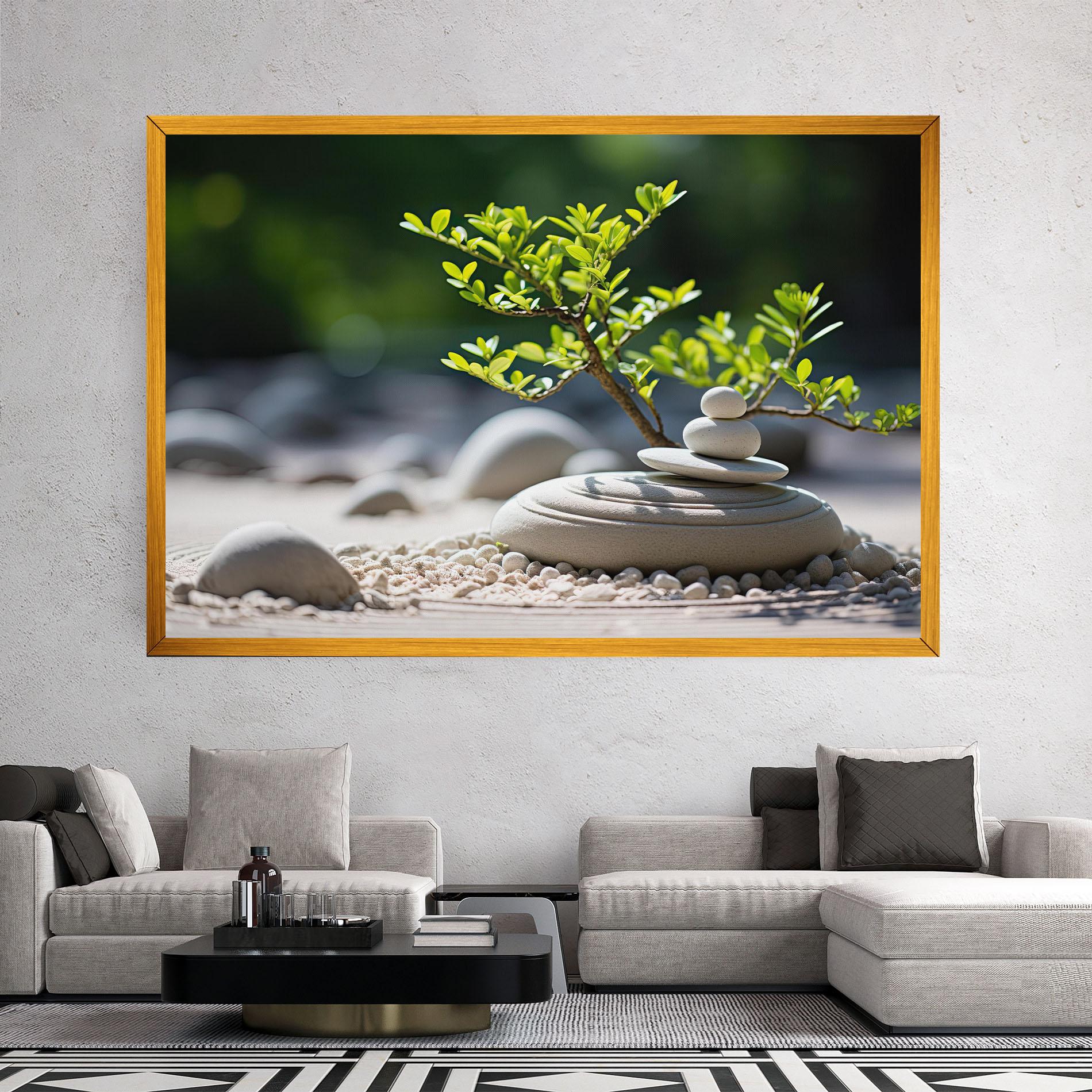 Tablou Canvas White Pebbles Plants mockup 2
