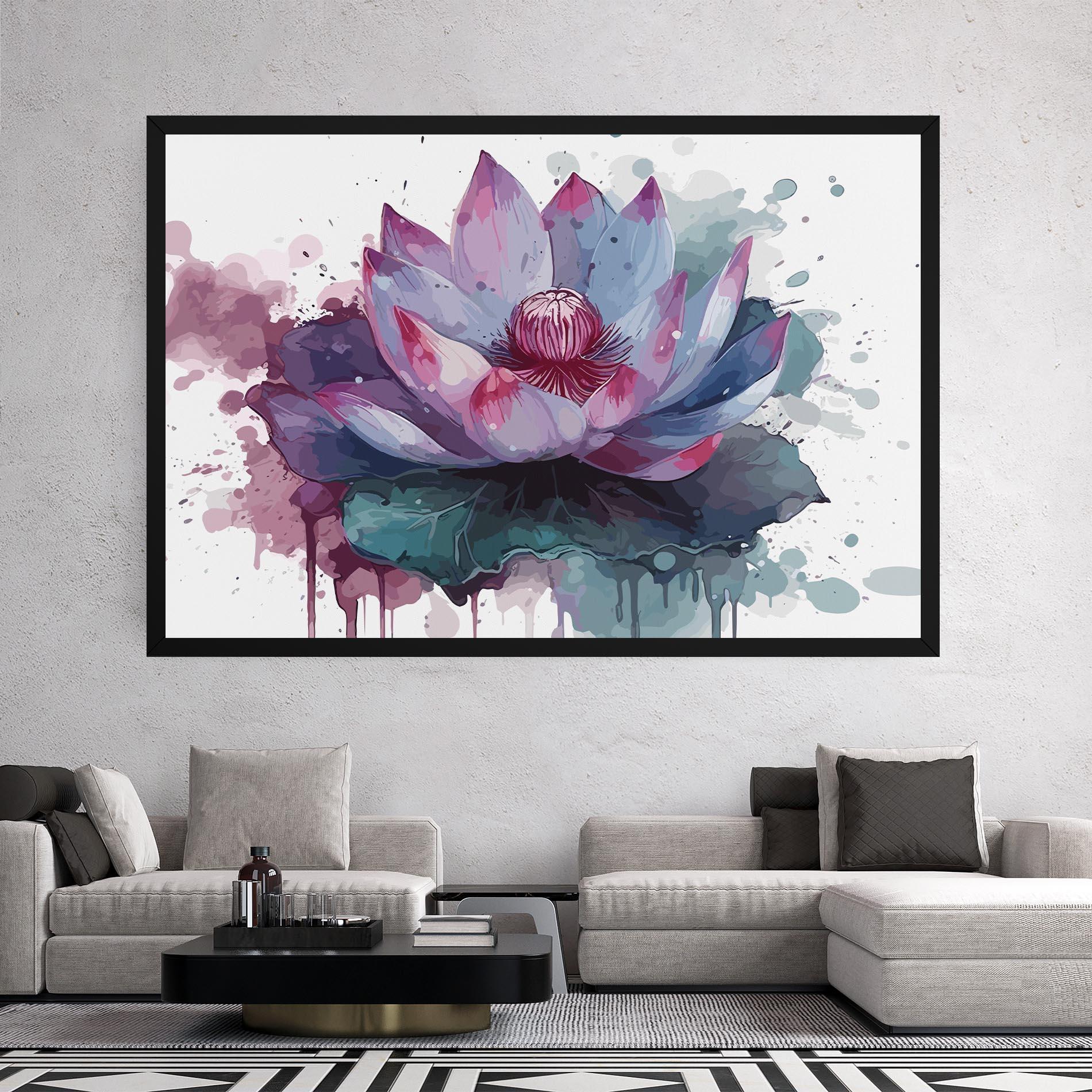 Tablou Canvas Green Purple Lotus mockup 2