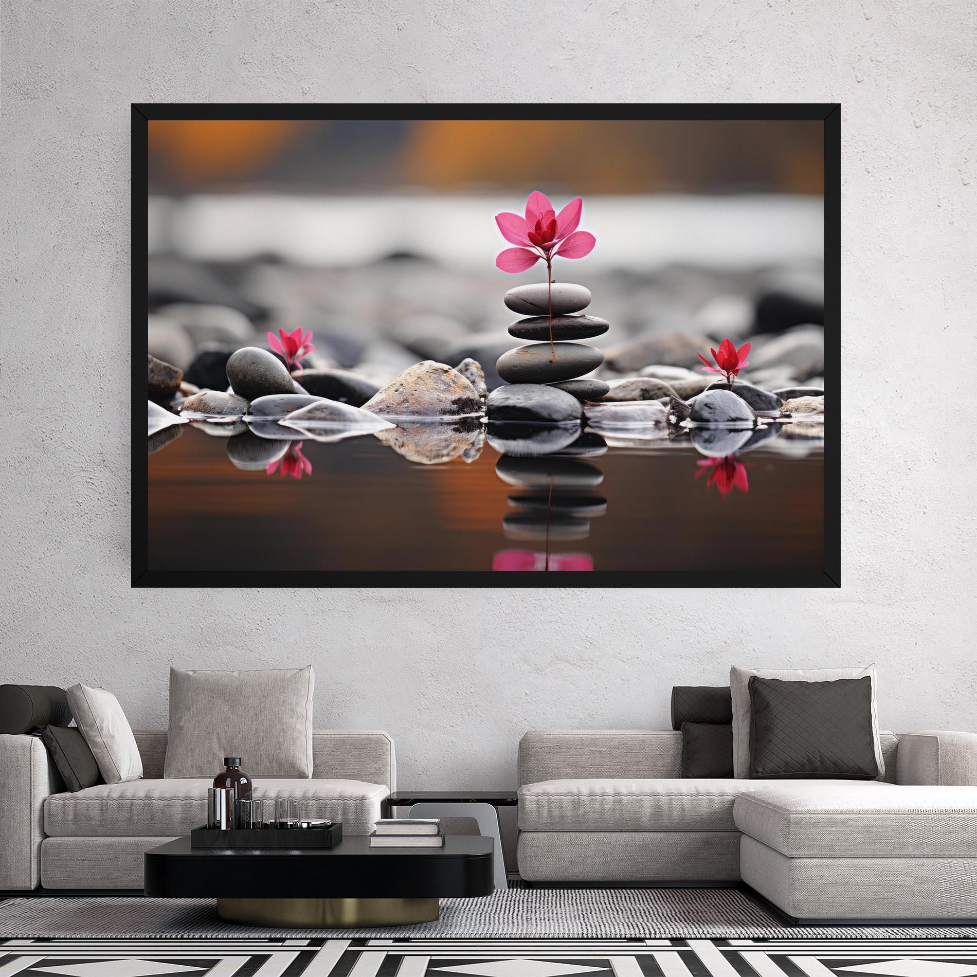 Tablou Canvas Grey Rocks Flower mockup 2