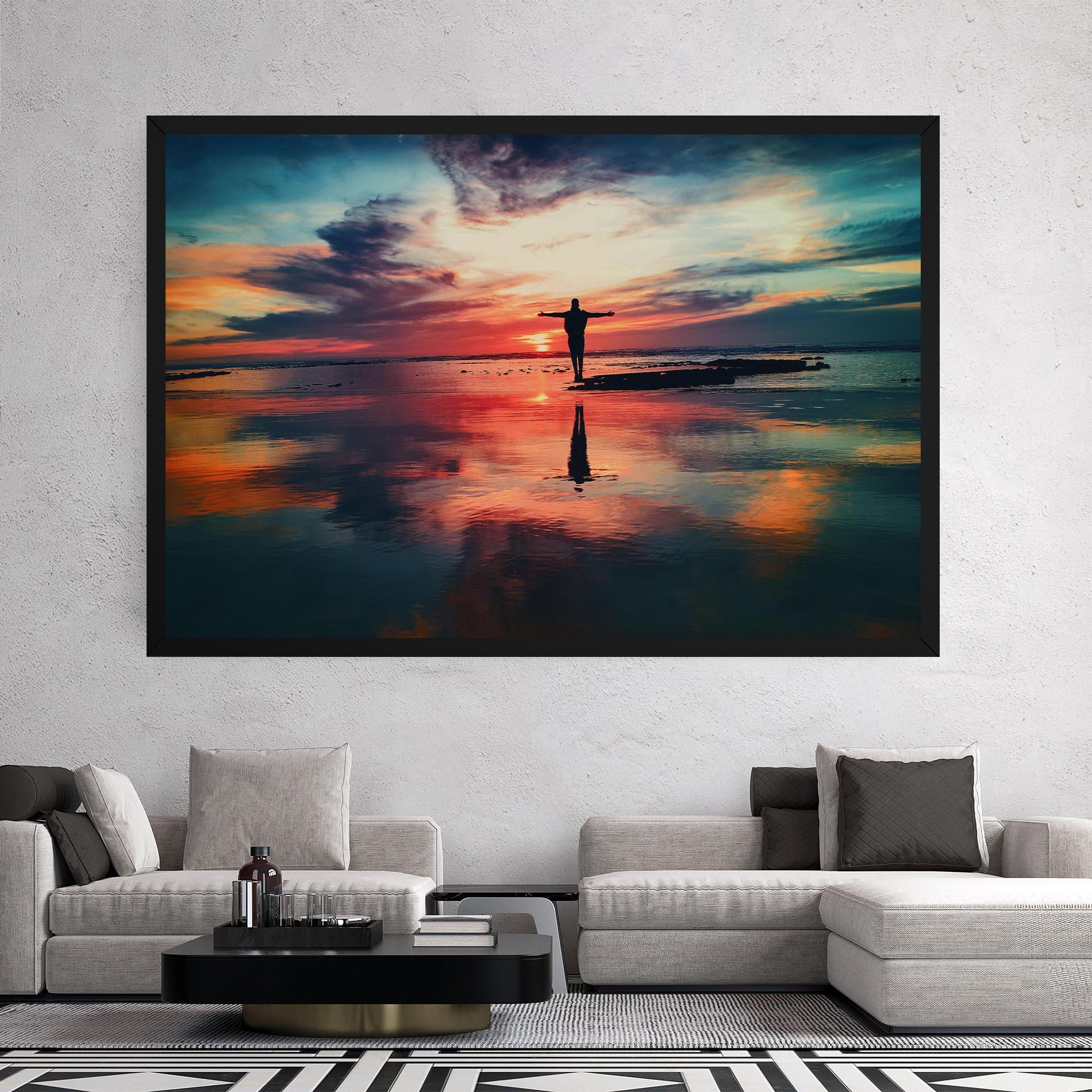 Tablou Canvas Pink Purple Sky Man mockup 2