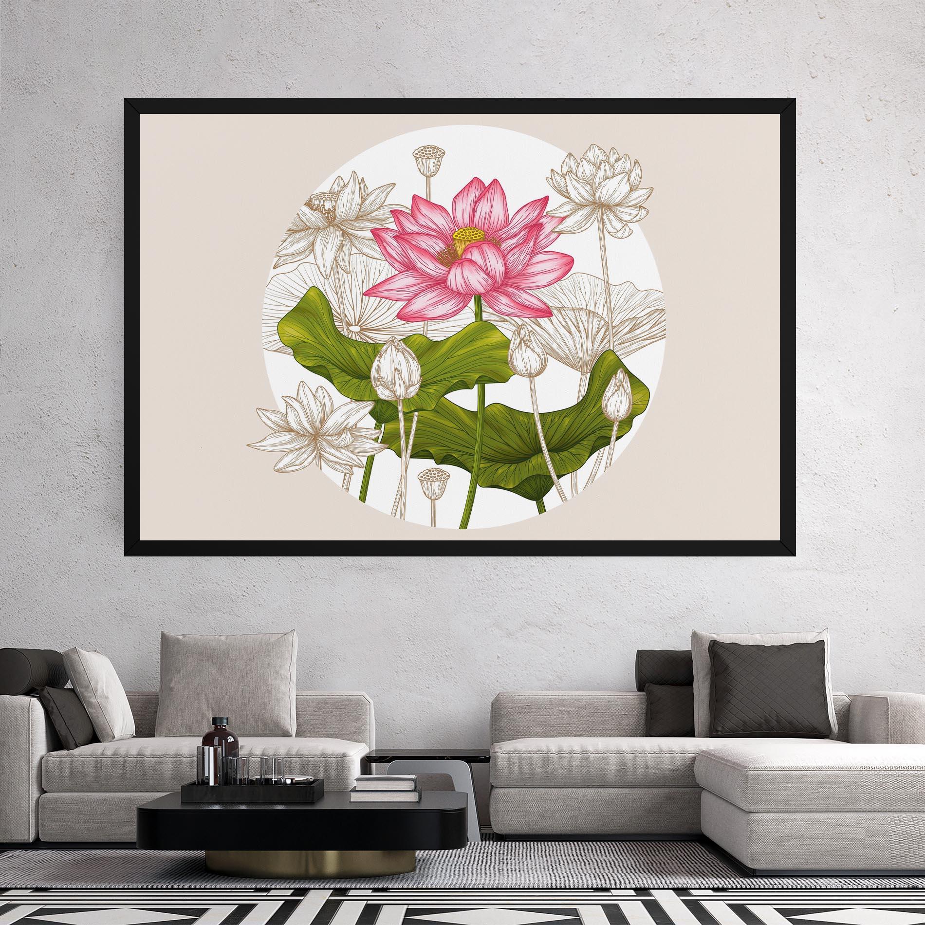 Tablou Canvas Pretty Lotus Art mockup 2