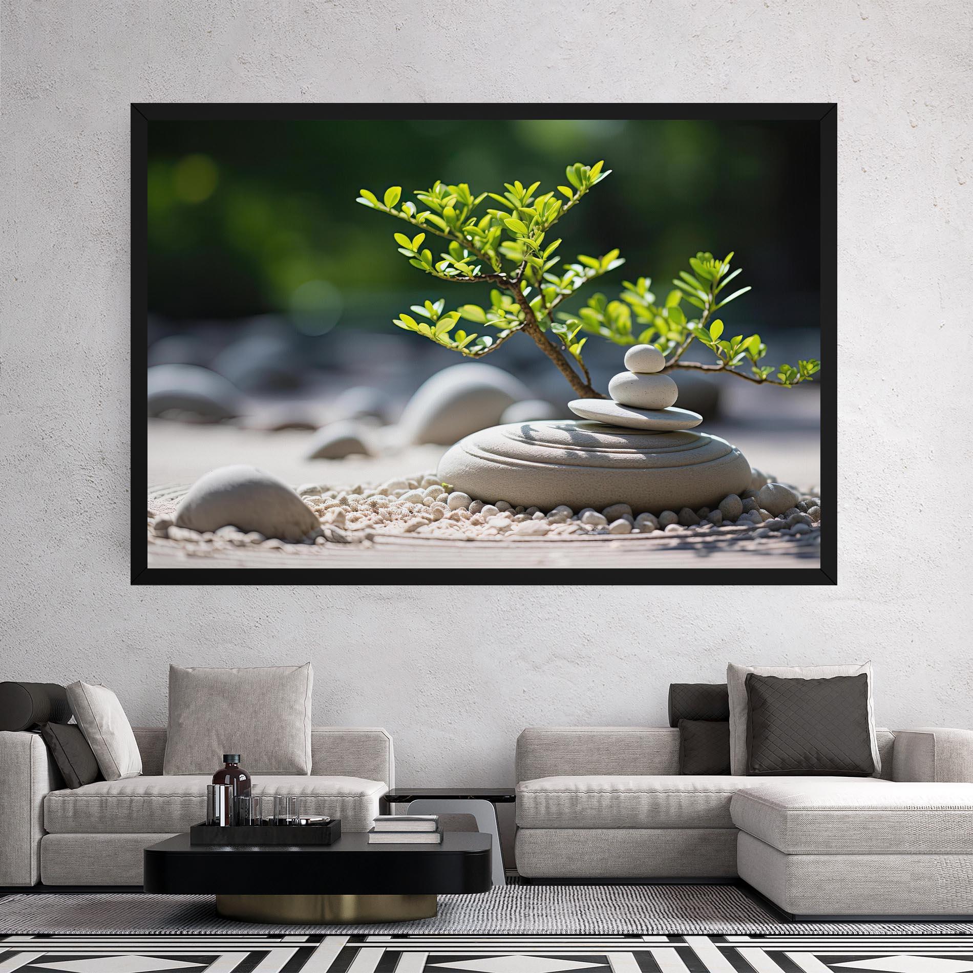 Tablou Canvas White Pebbles Plants mockup 2