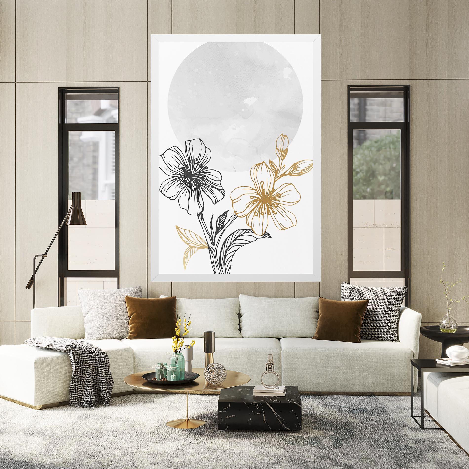 Tablou Canvas Grey Moon Flowers mockup 2