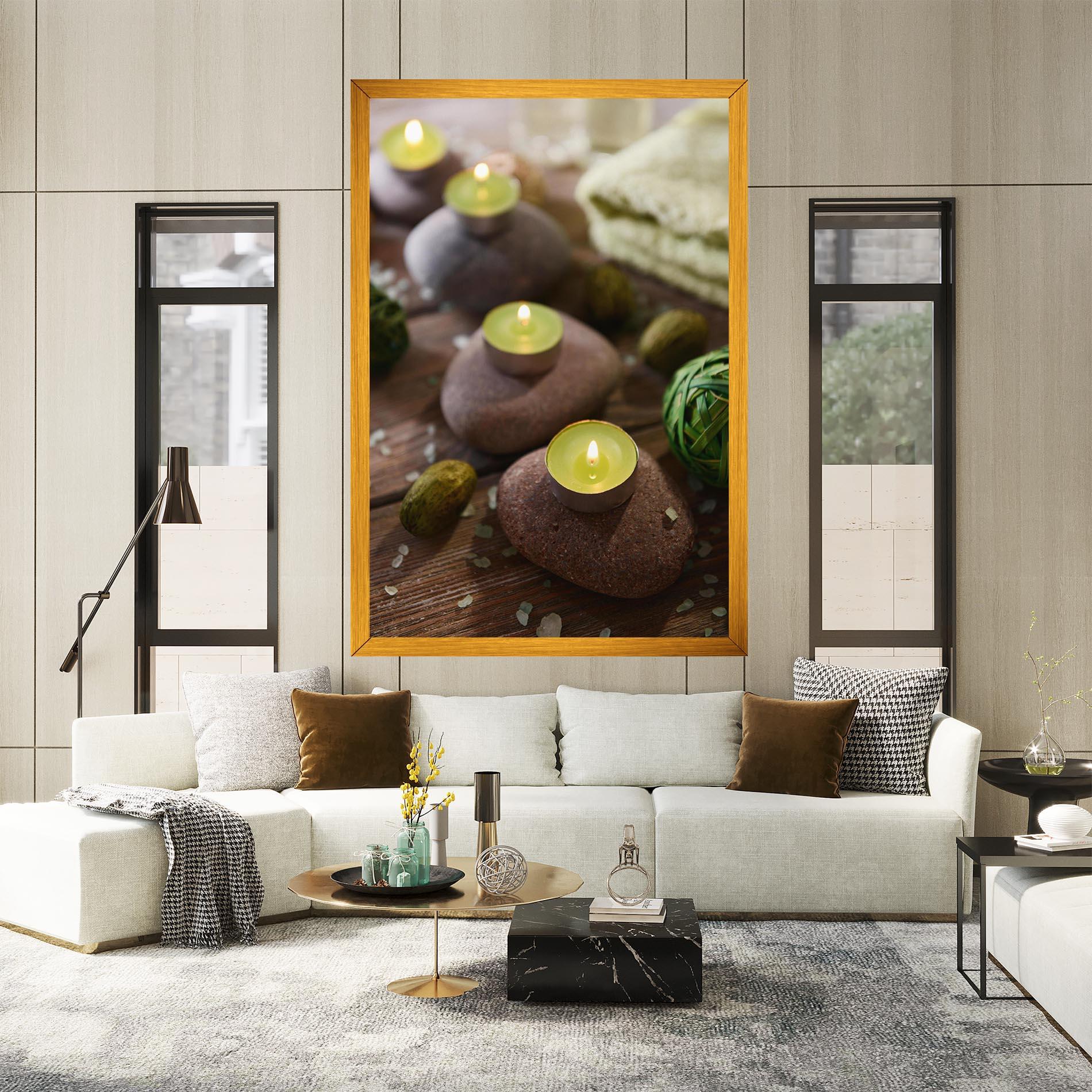 Tablou Canvas Green Candles Spa mockup 2