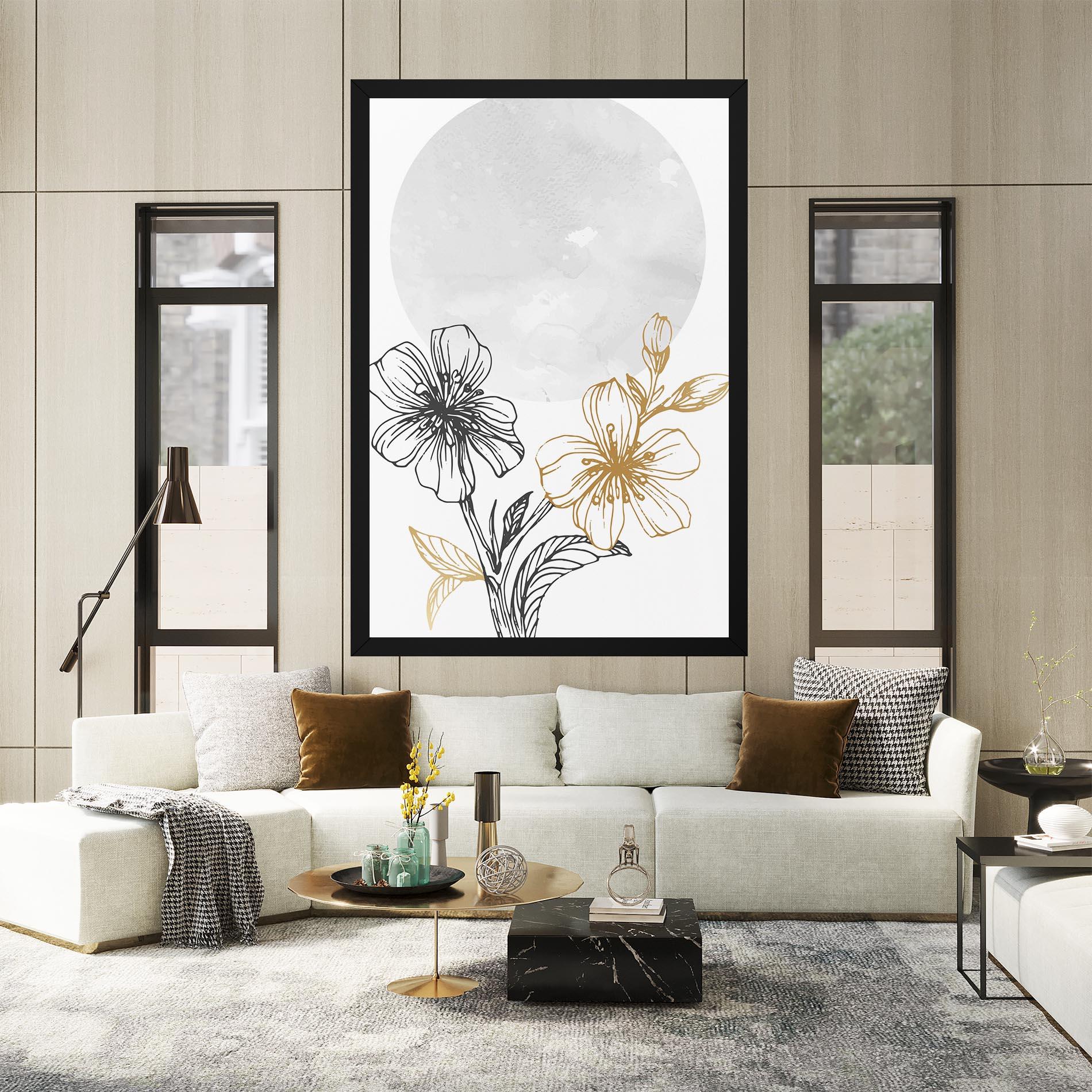 Tablou Canvas Grey Moon Flowers mockup 2