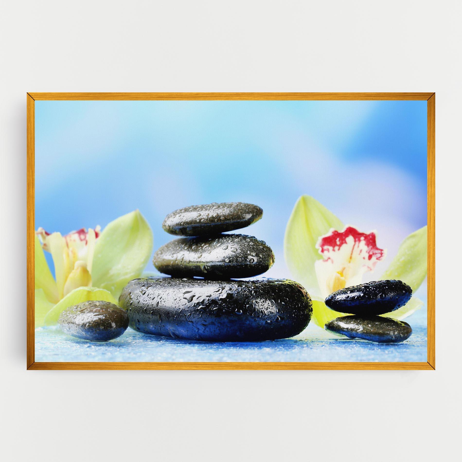 Tablou Canvas Blooming Orchid Stone mockup 0