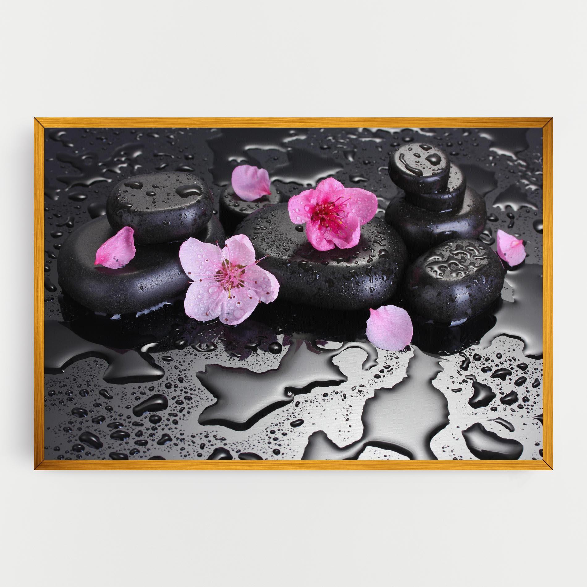 Tablou Canvas Pink Flowers Stones mockup 0