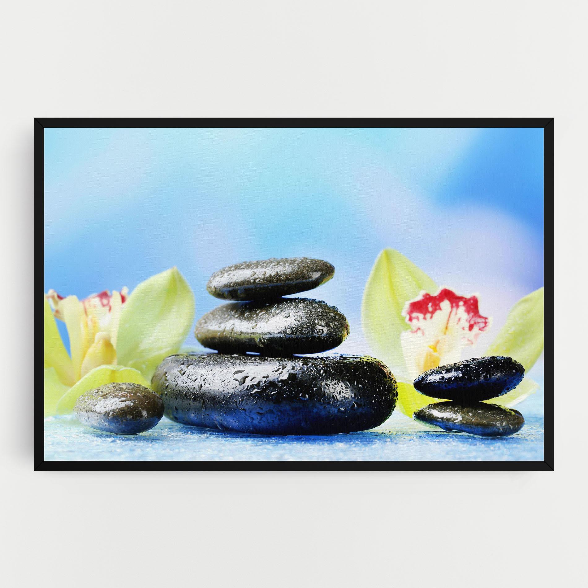 Tablou Canvas Blooming Orchid Stone mockup 0