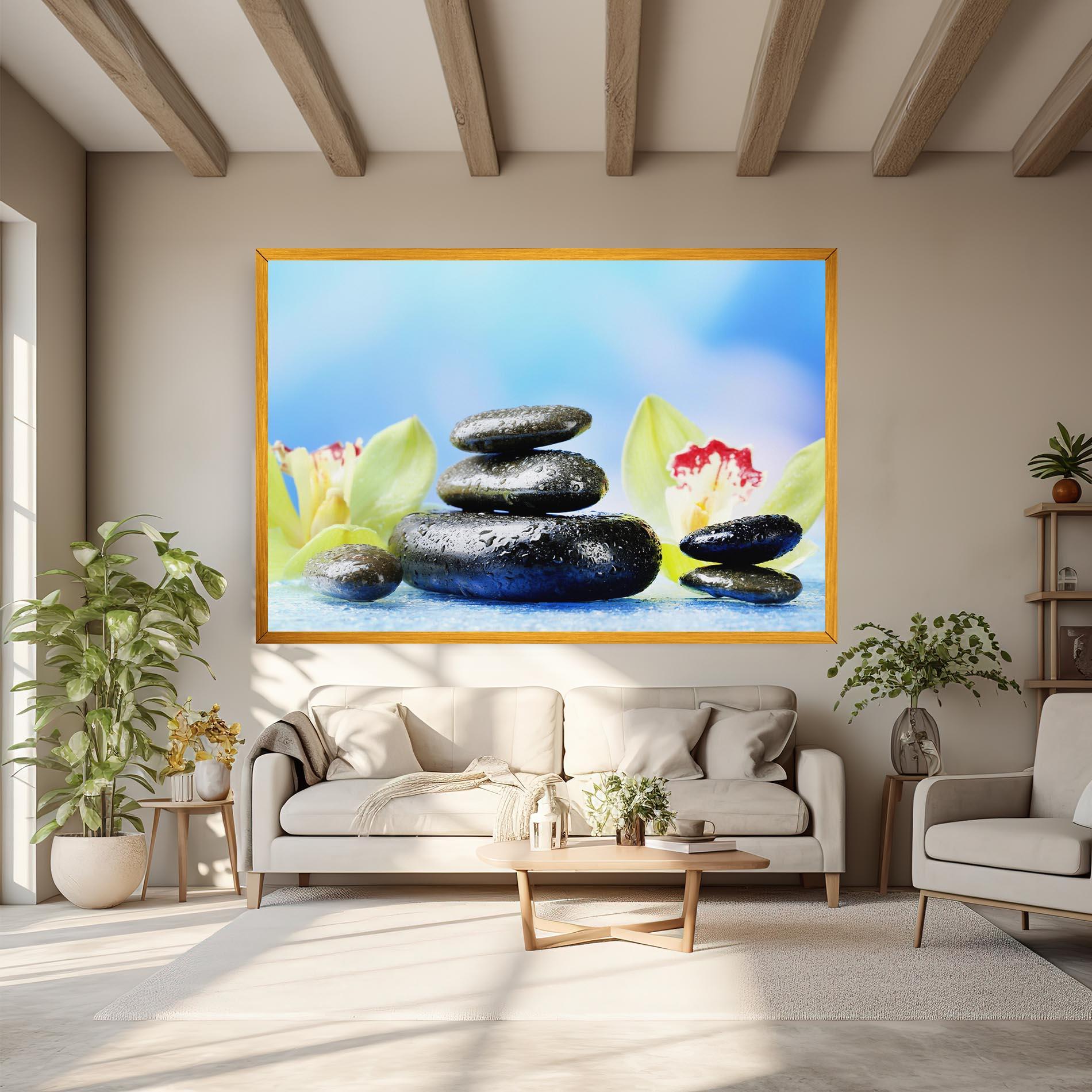 Tablou Canvas Blooming Orchid Stone mockup 6