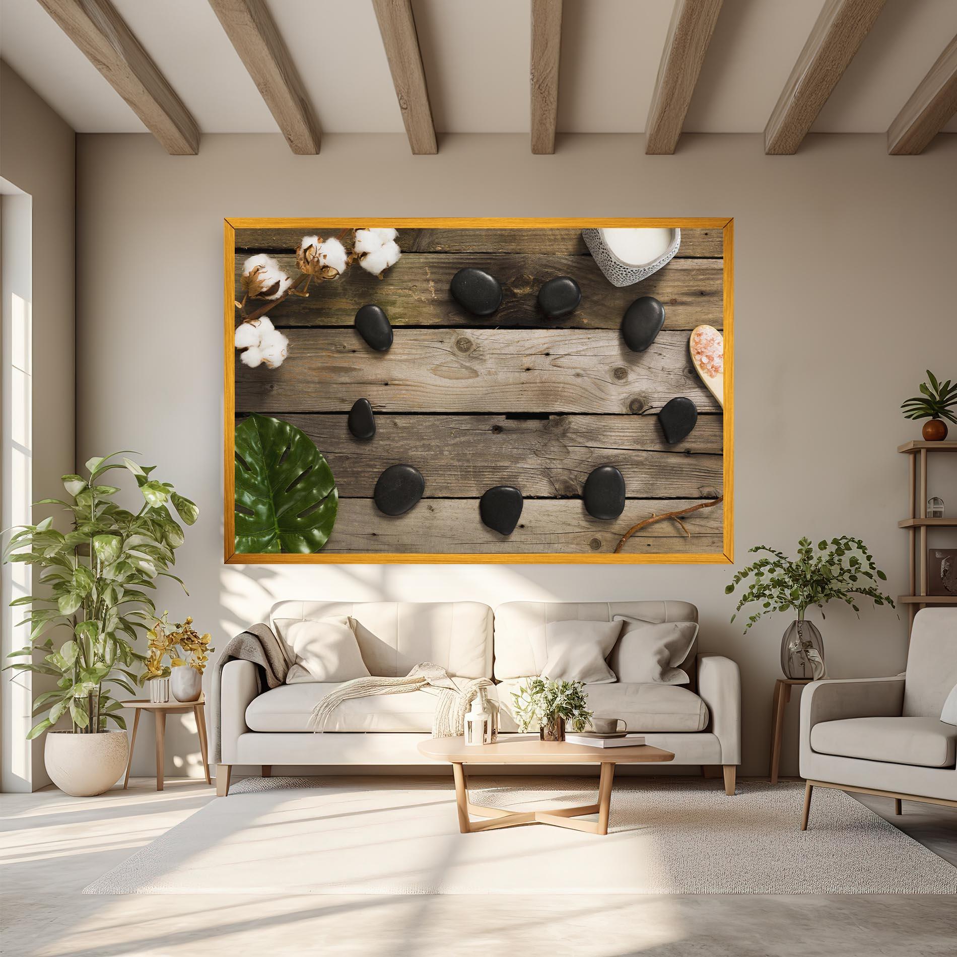 Tablou Canvas Cotton Flowers Stones mockup 6