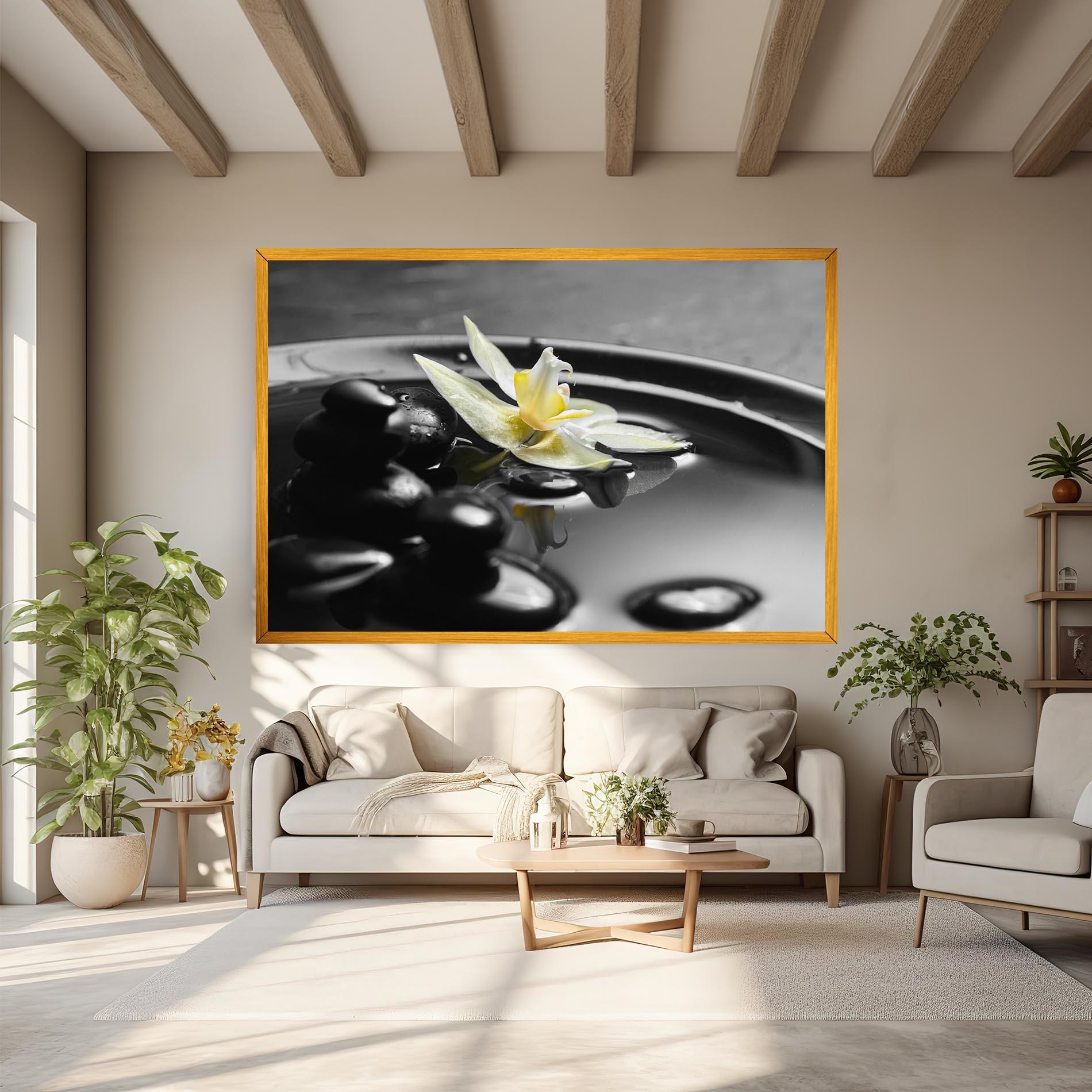 Tablou Canvas Pebbles Yellow Flower mockup 6