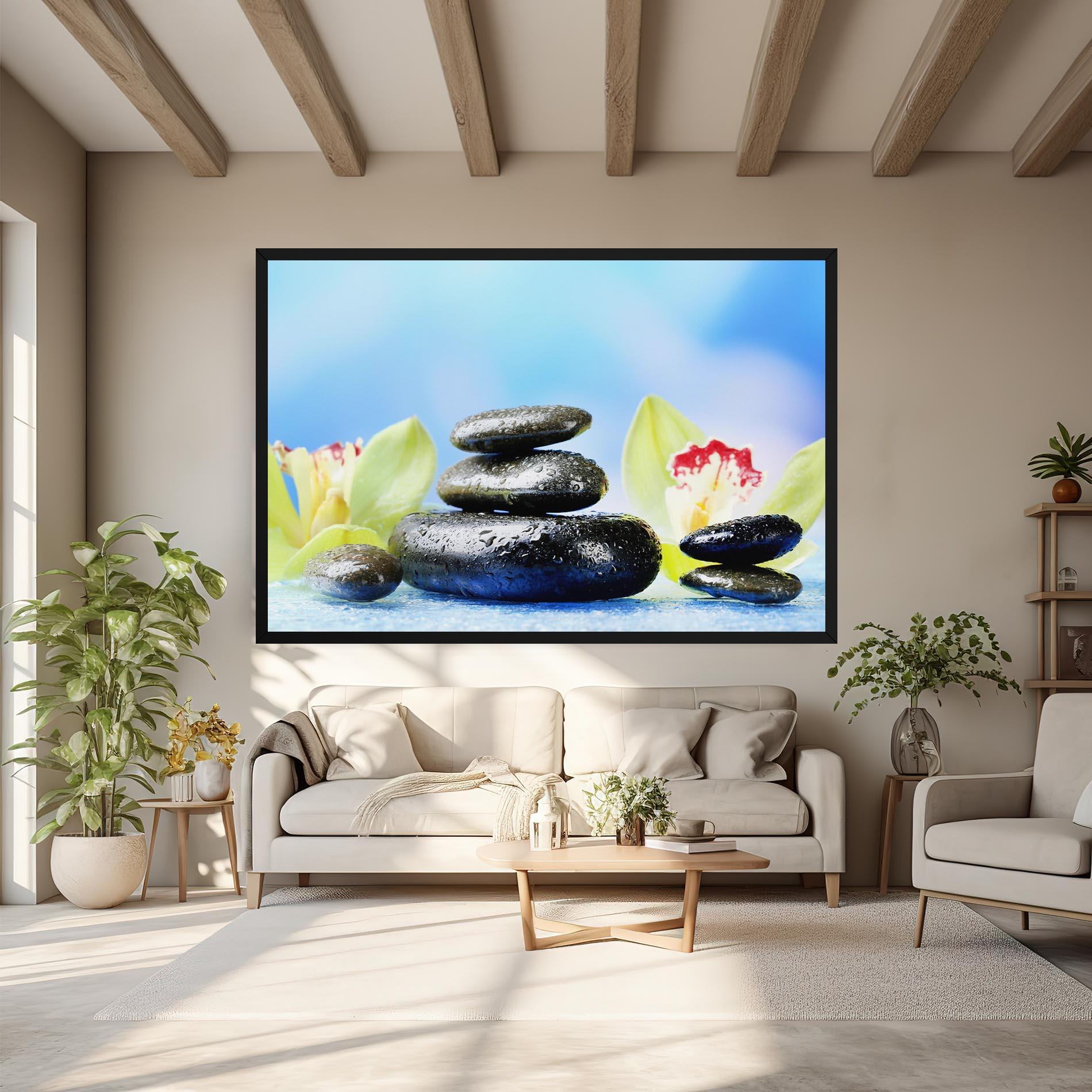 Tablou Canvas Blooming Orchid Stone mockup 6