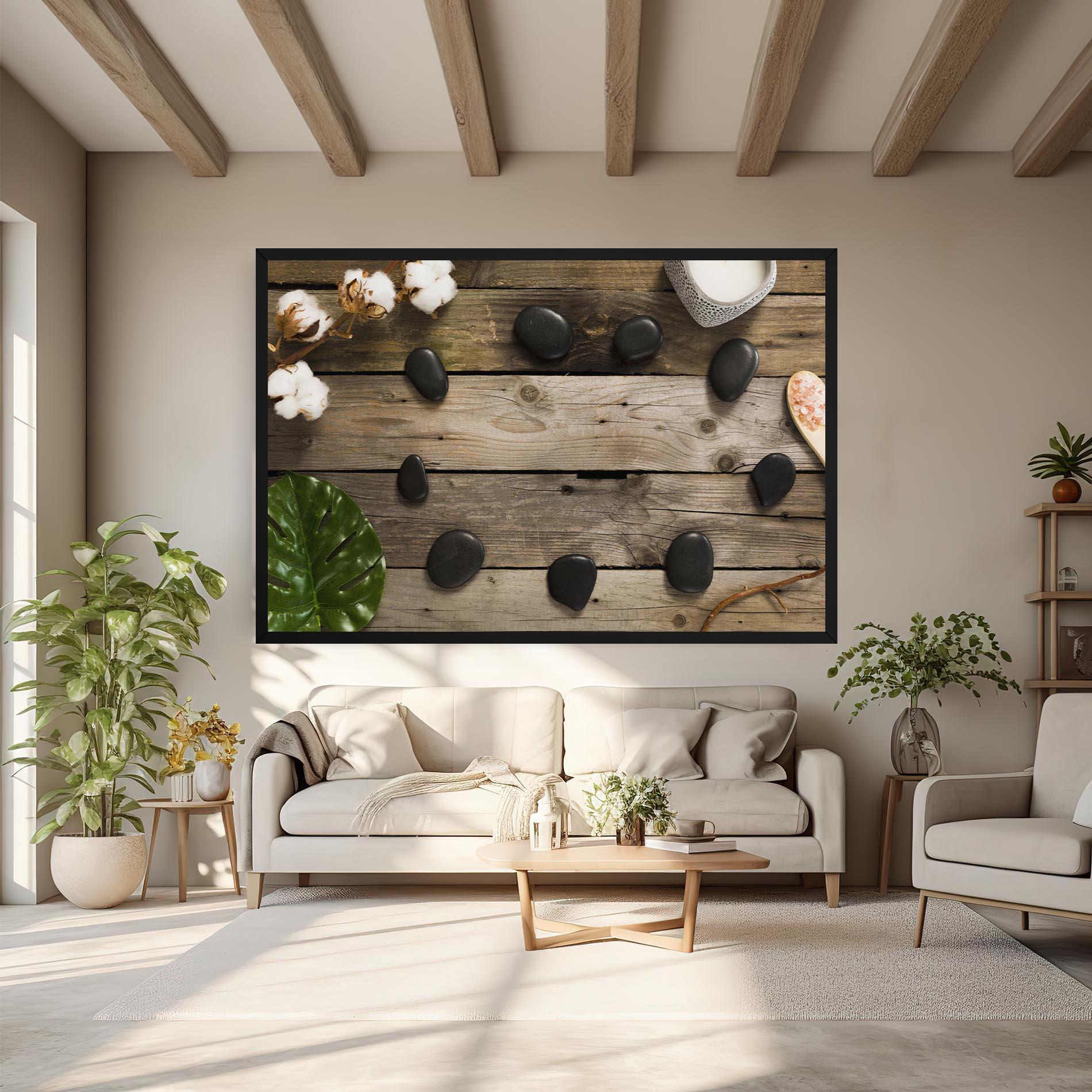 Tablou Canvas Cotton Flowers Stones mockup 6