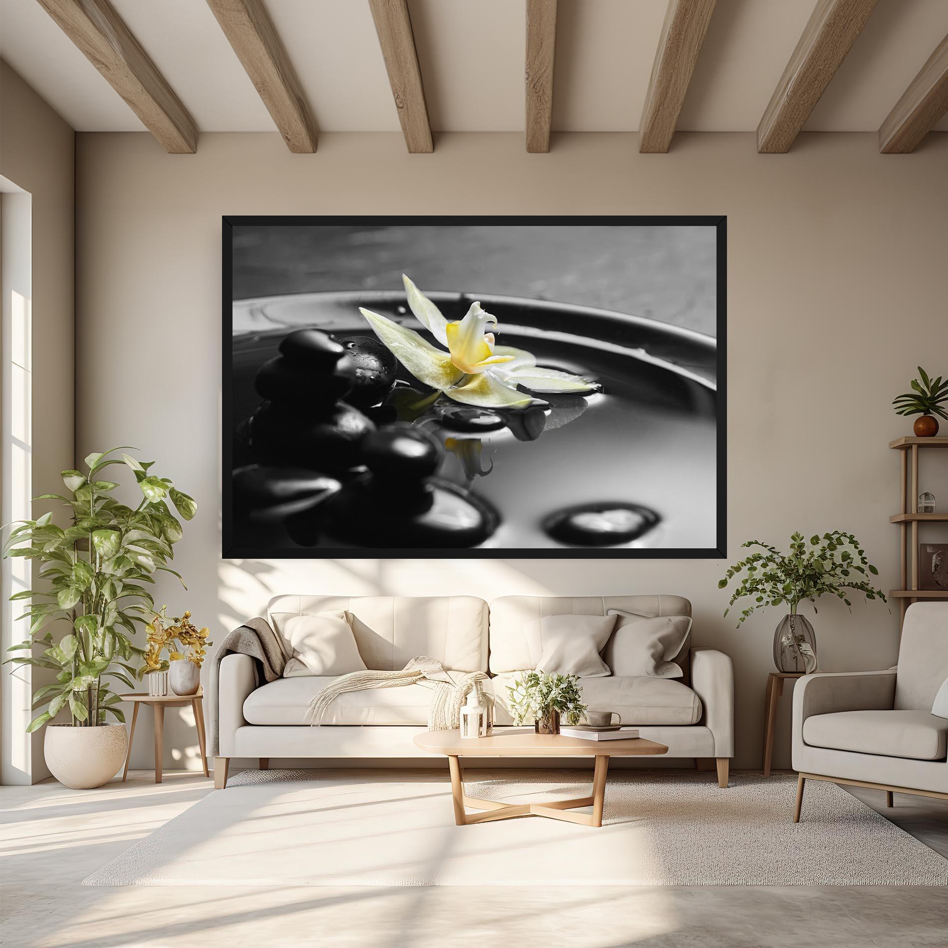 Tablou Canvas Pebbles Yellow Flower mockup 6